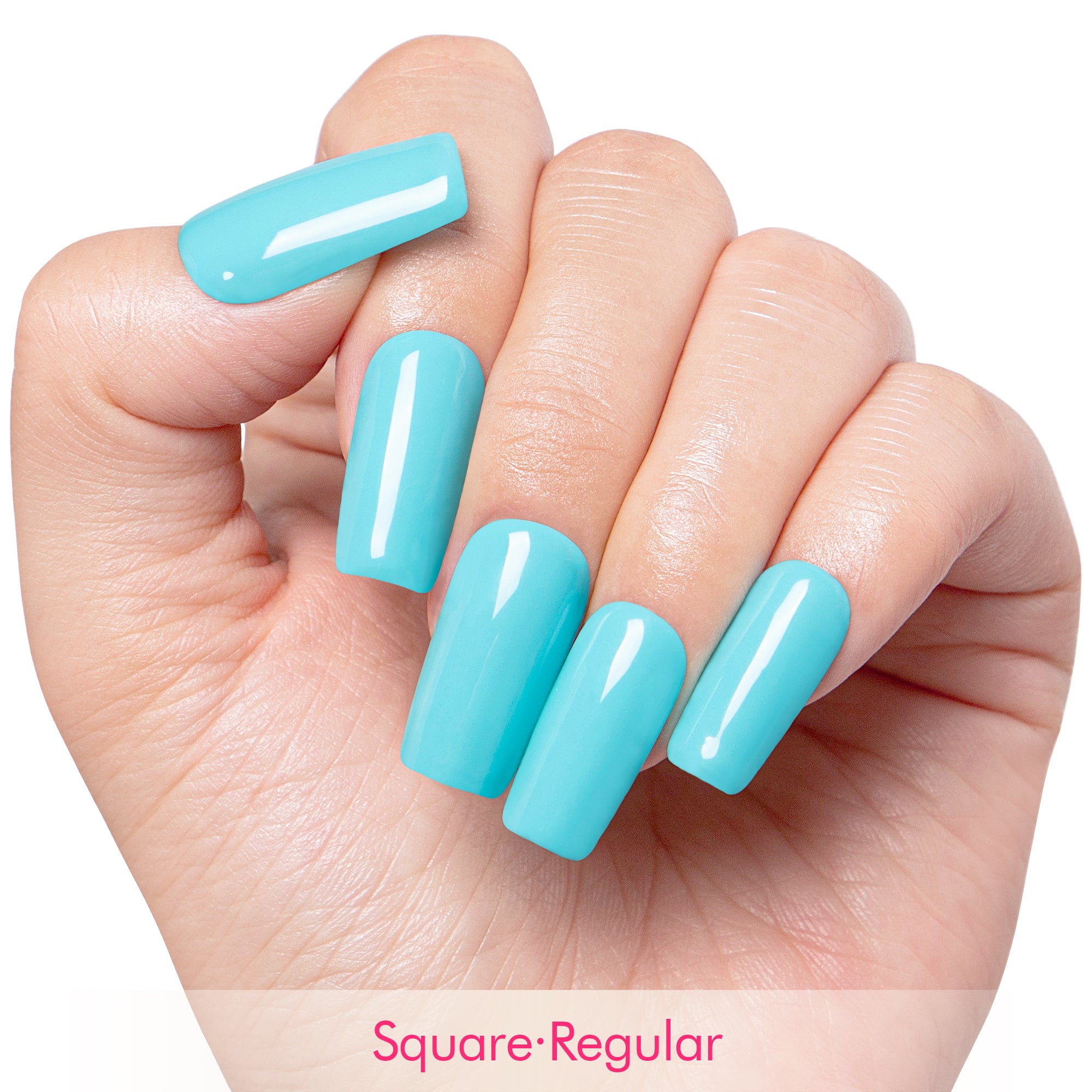 Shiny Blue Pure Color Handmade Nails H14