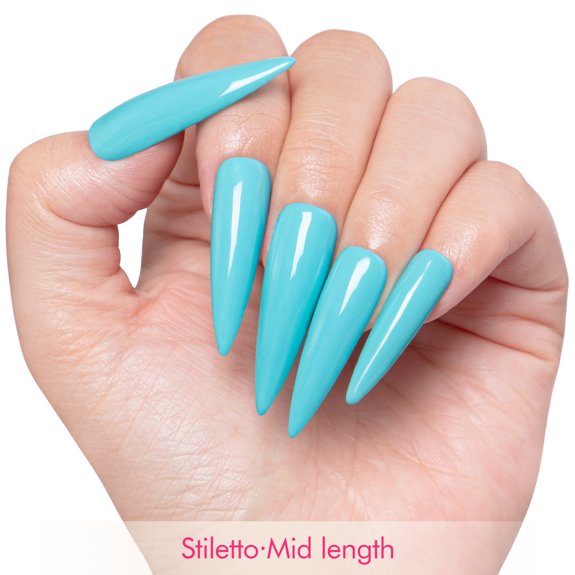 Shiny Blue Pure Color Handmade Nails H14