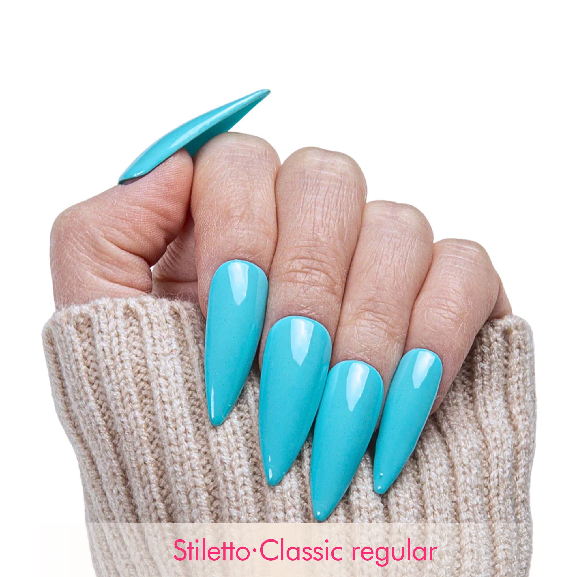 Shiny Blue Pure Color Handmade Nails H14