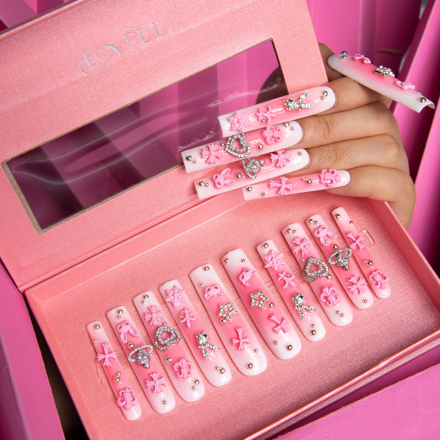 pink bliss press on nails