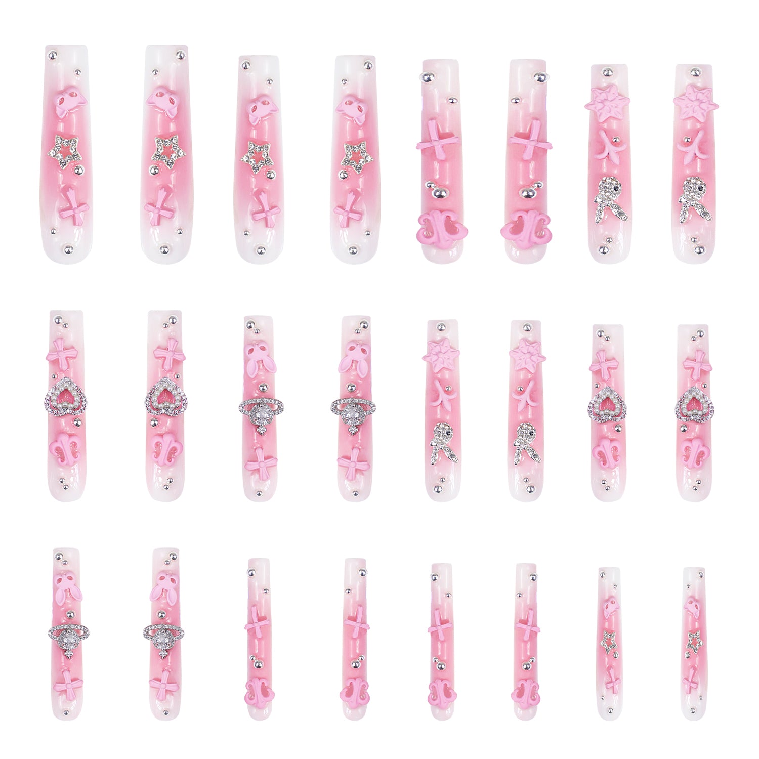 Pink Bliss Blush Handmade Nails 24pcs H141