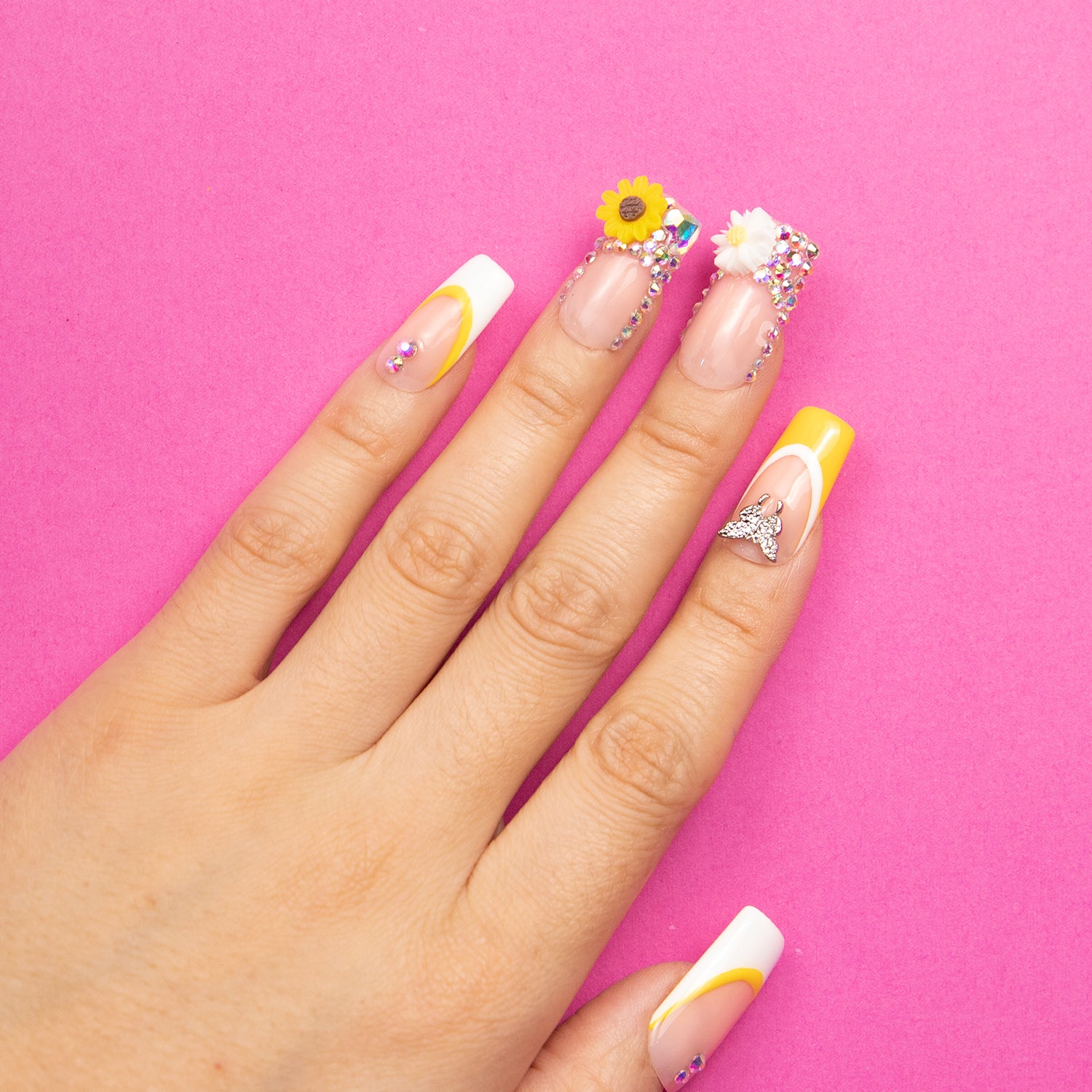 Sunflower Handmade Square Nails H143