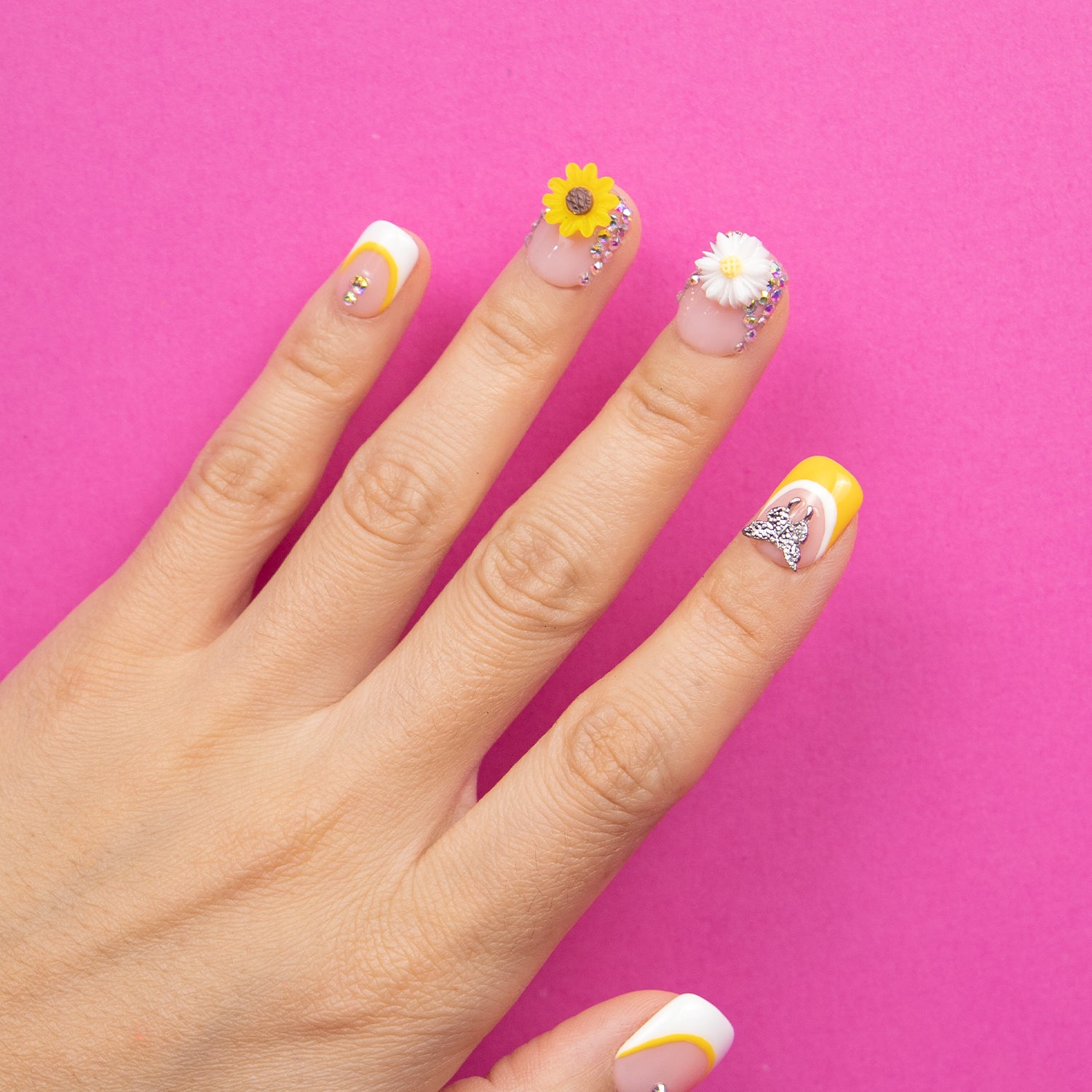 Sunflower Handmade Square Nails H143