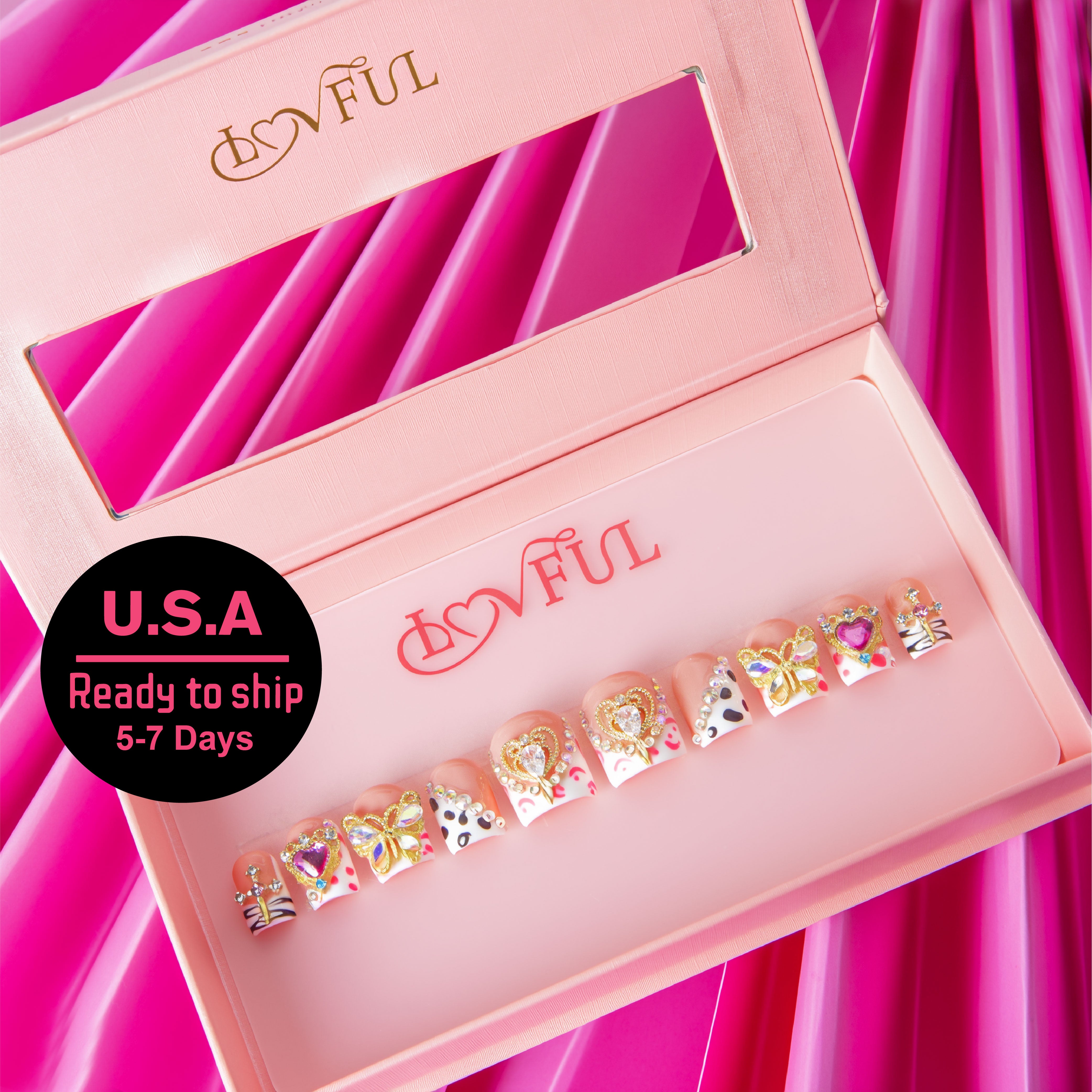 Rolling Luxe Handmade Square Nails H144 RTS