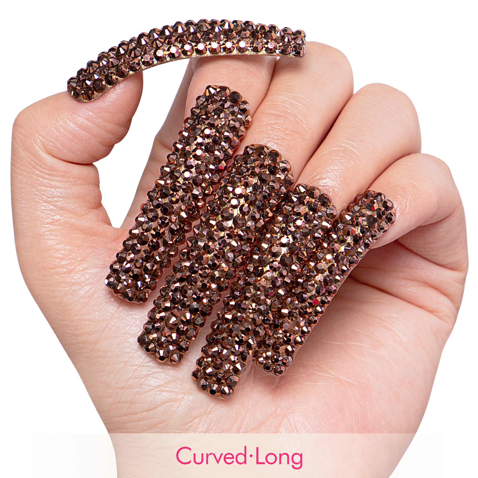 Classic Golden Rhinestone Handmade Nails H148
