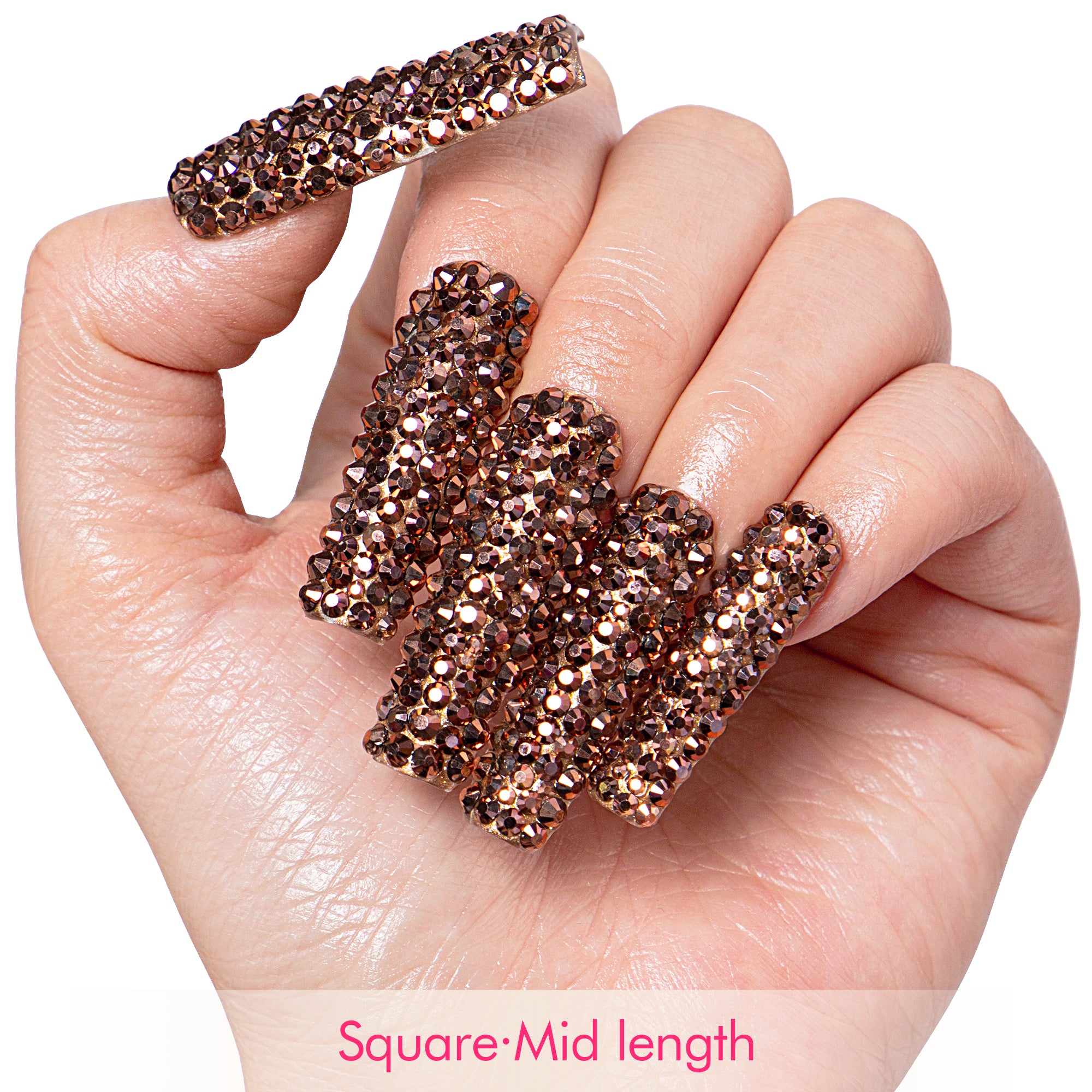 Classic Golden Rhinestone Handmade Nails H148