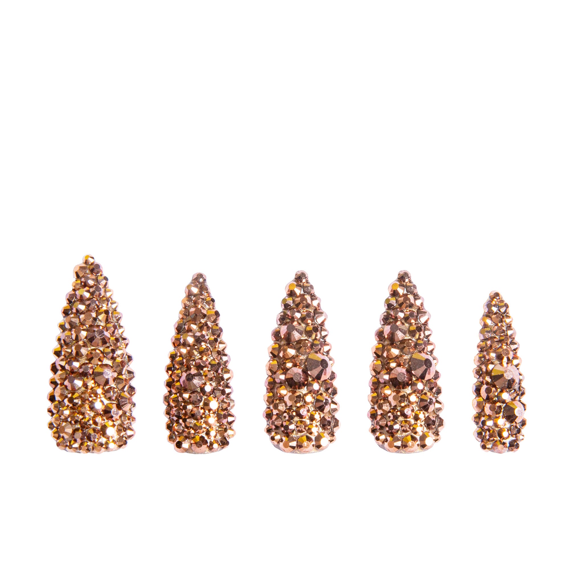 Classic Golden Rhinestone Handmade Nails H148