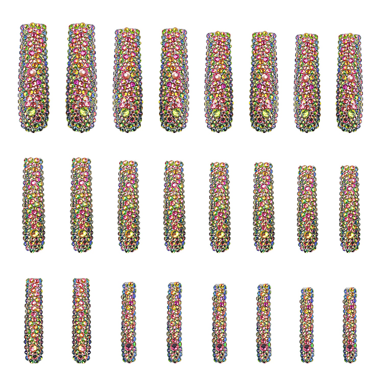 Classic Radiant Rhinestone Handmade Nails 24pcs H149