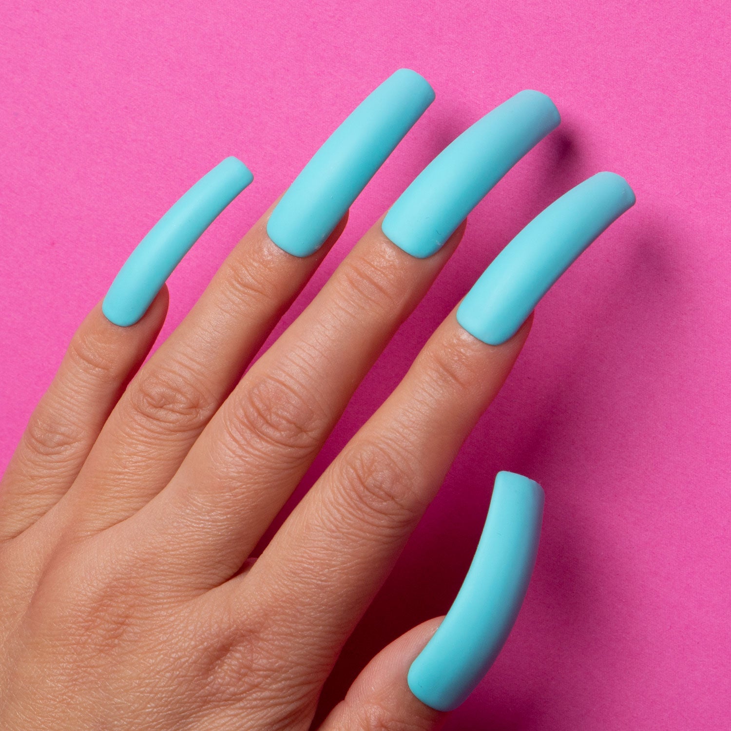 Blue Ribbon Matte Handmade Curve Nails H15