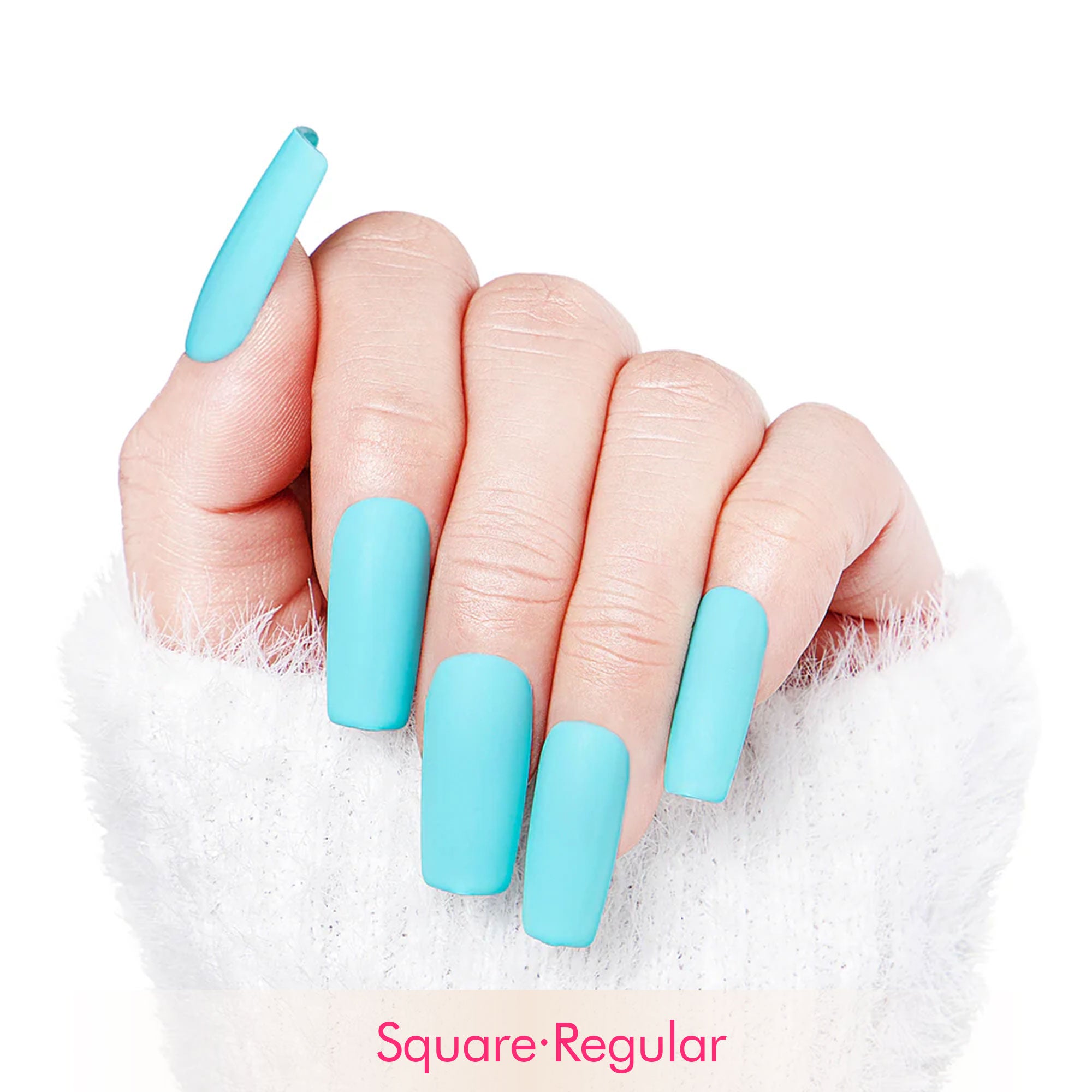 Blue Ribbon Matte Handmade Nails H15