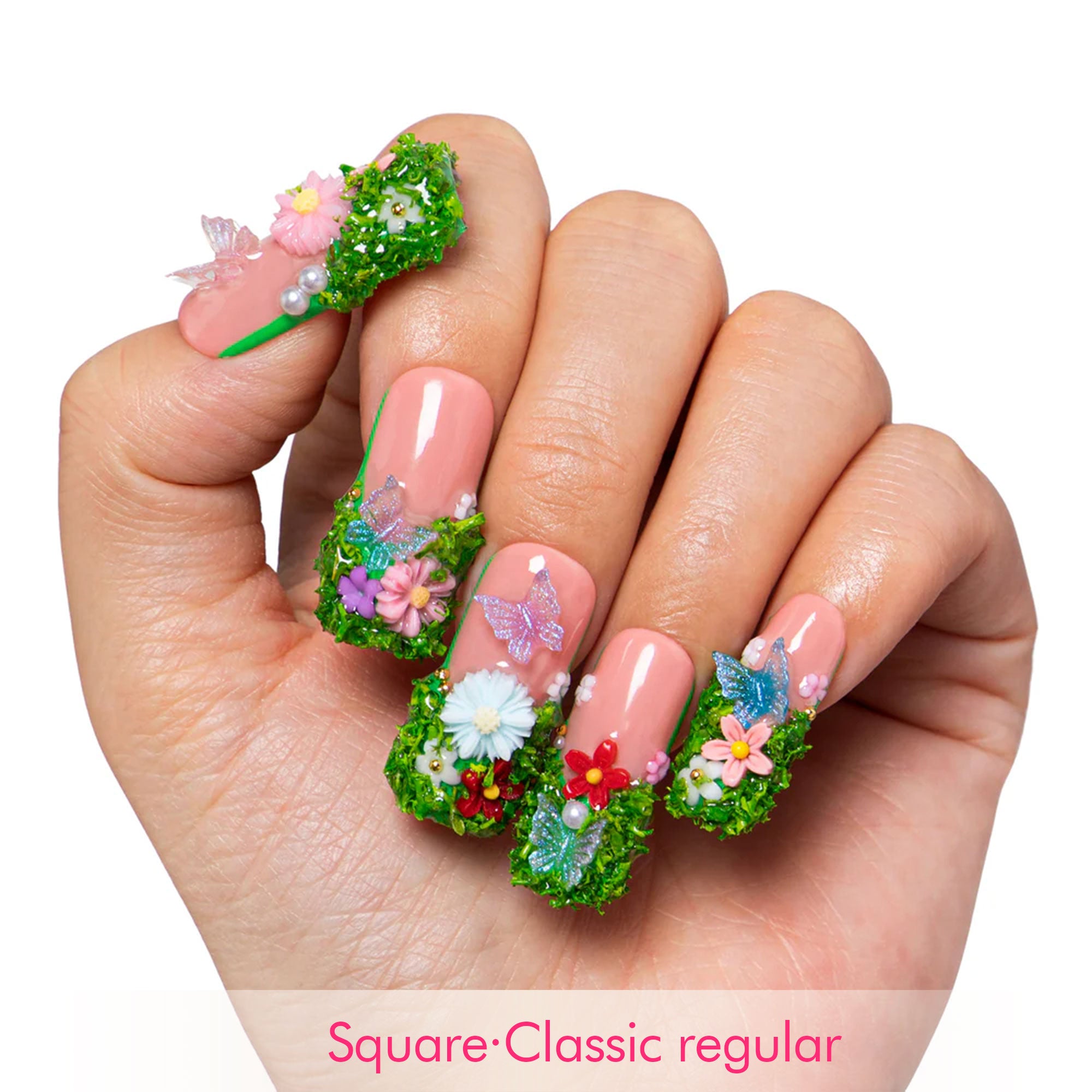 Fairy Tale Garden French Tip Handmade Nails H151