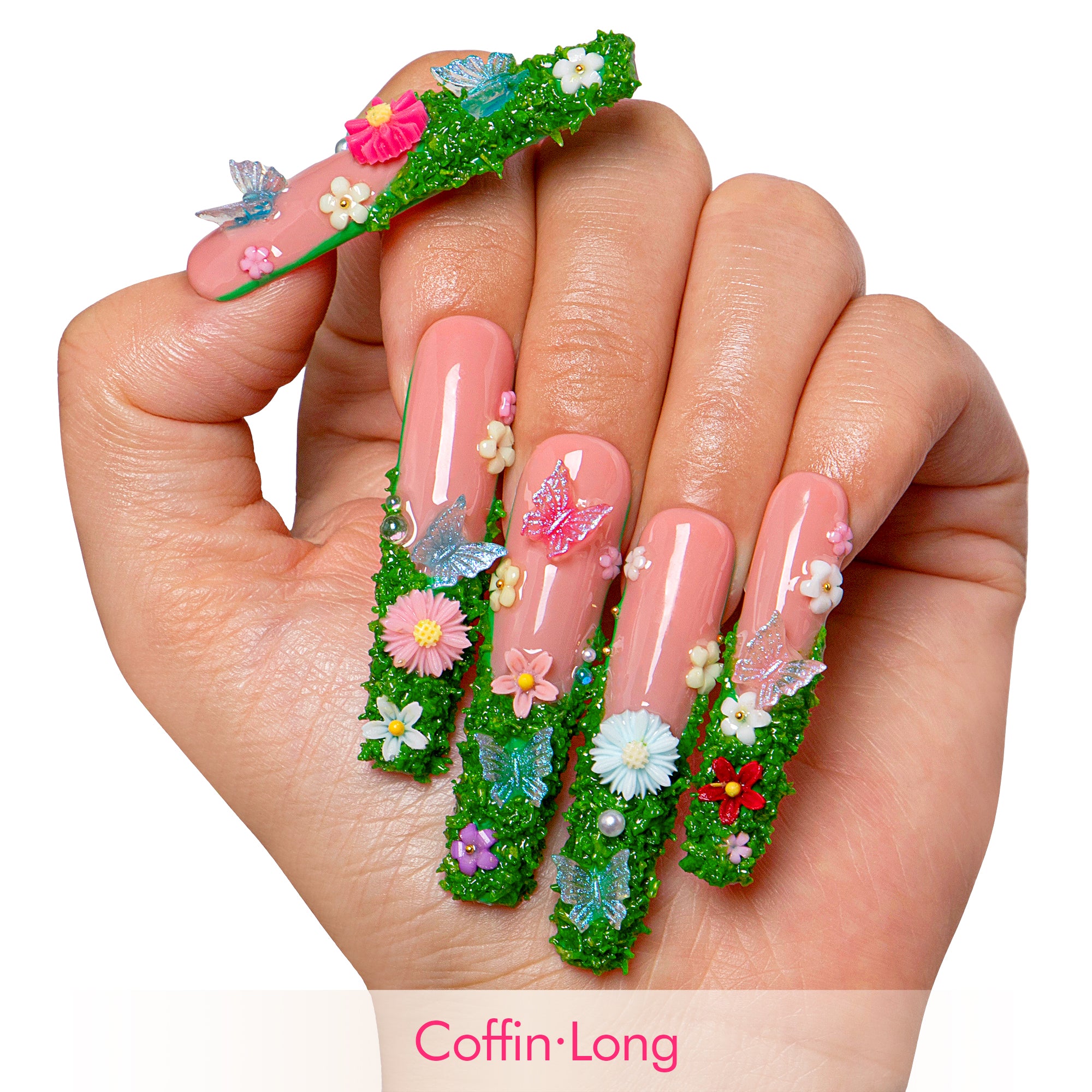 Fairy Tale Garden French Tip Handmade Nails H151