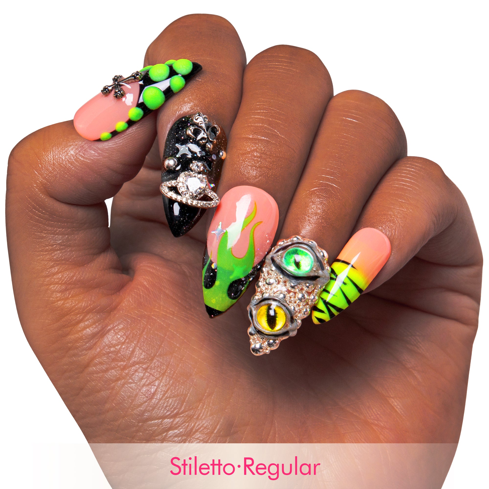 Dare to Roar French Tip Handmade Nails H153