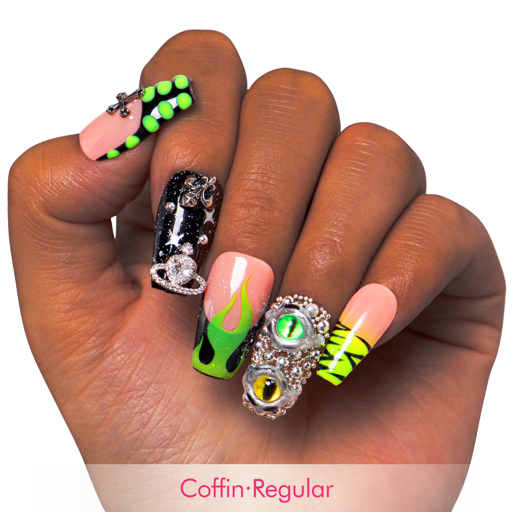 Dare to Roar French Tip Handmade Nails H153