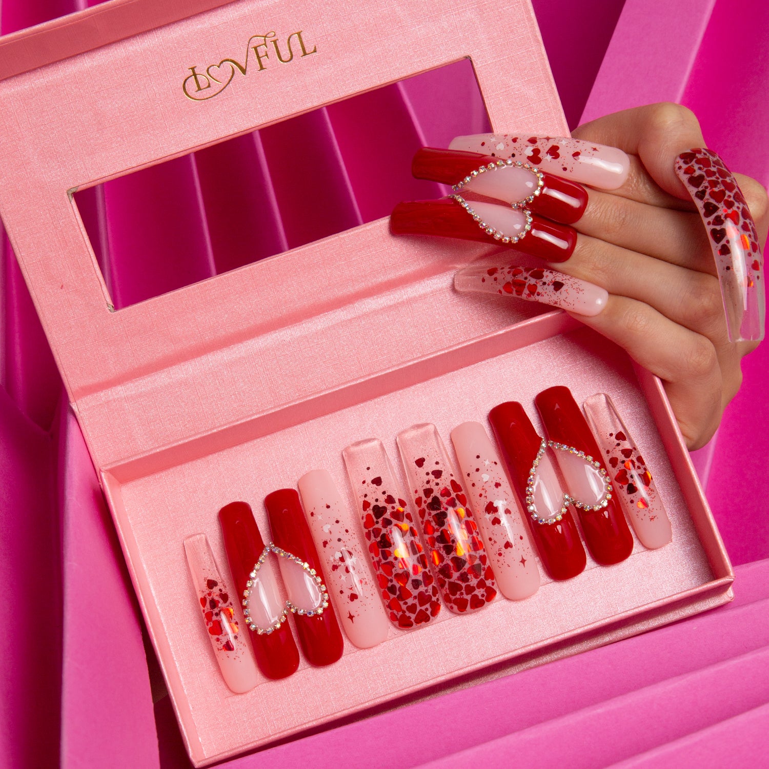 Valentine's Day Exclusive Handmade Curve Nails H154