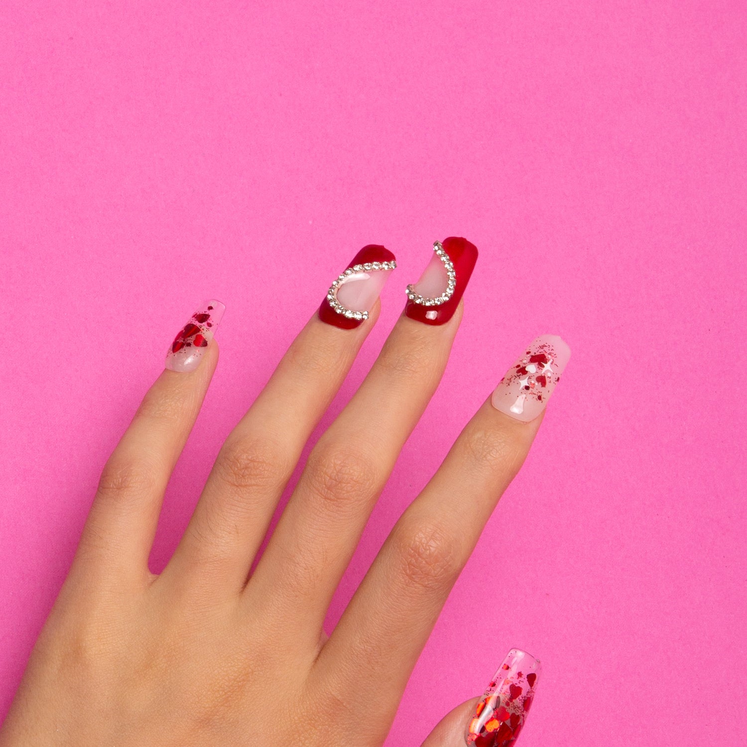 Valentine's Day Exclusive Handmade Square Nails H154