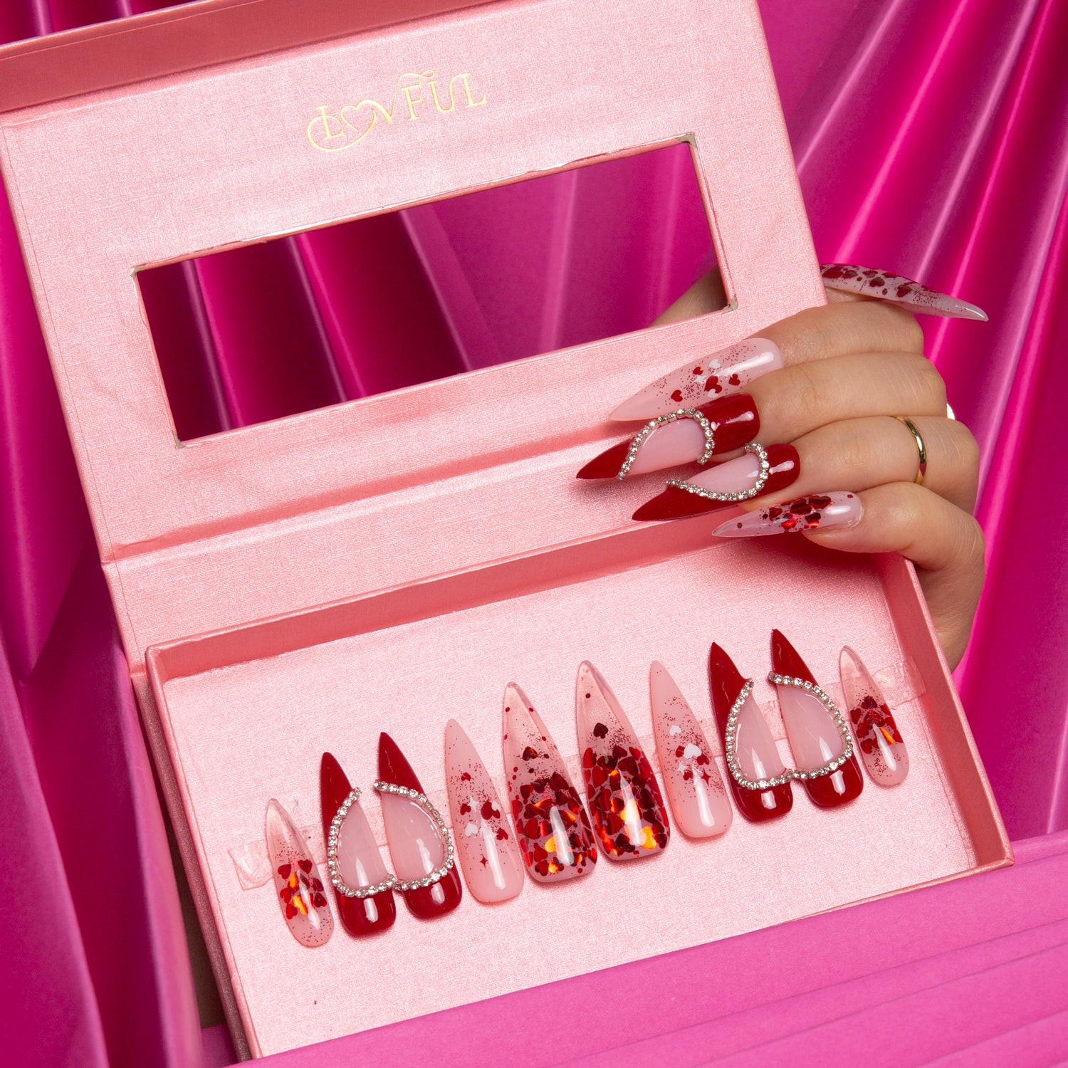 Valentine's Day Exclusive Handmade Stiletto Nails H154