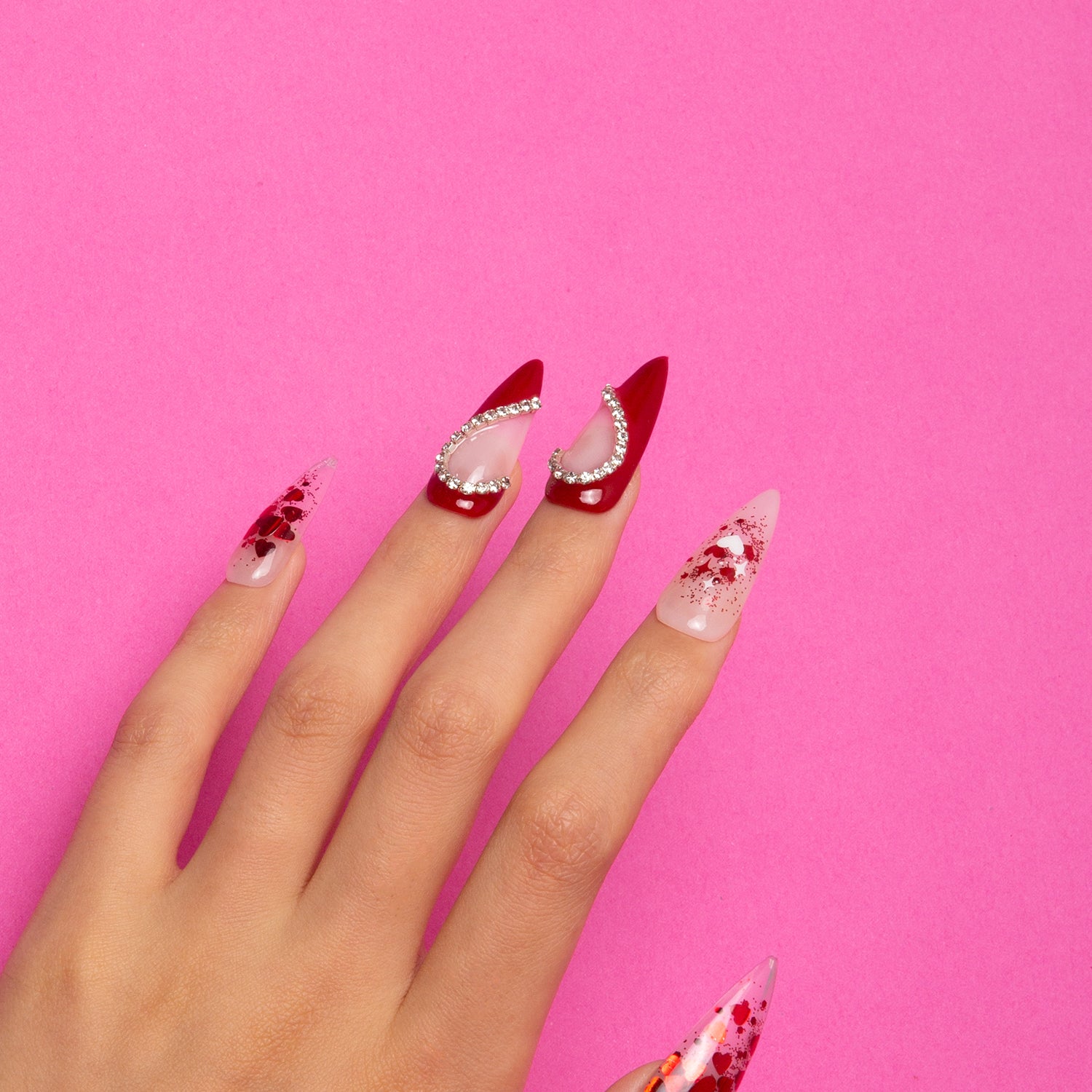 Valentine's Day Exclusive Handmade Stiletto Nails H154