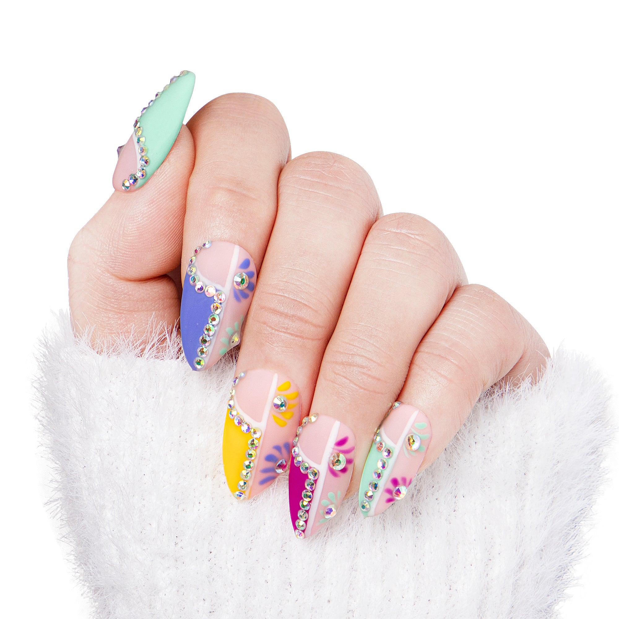 Wild Blooming French Tip Handmade Nails H156