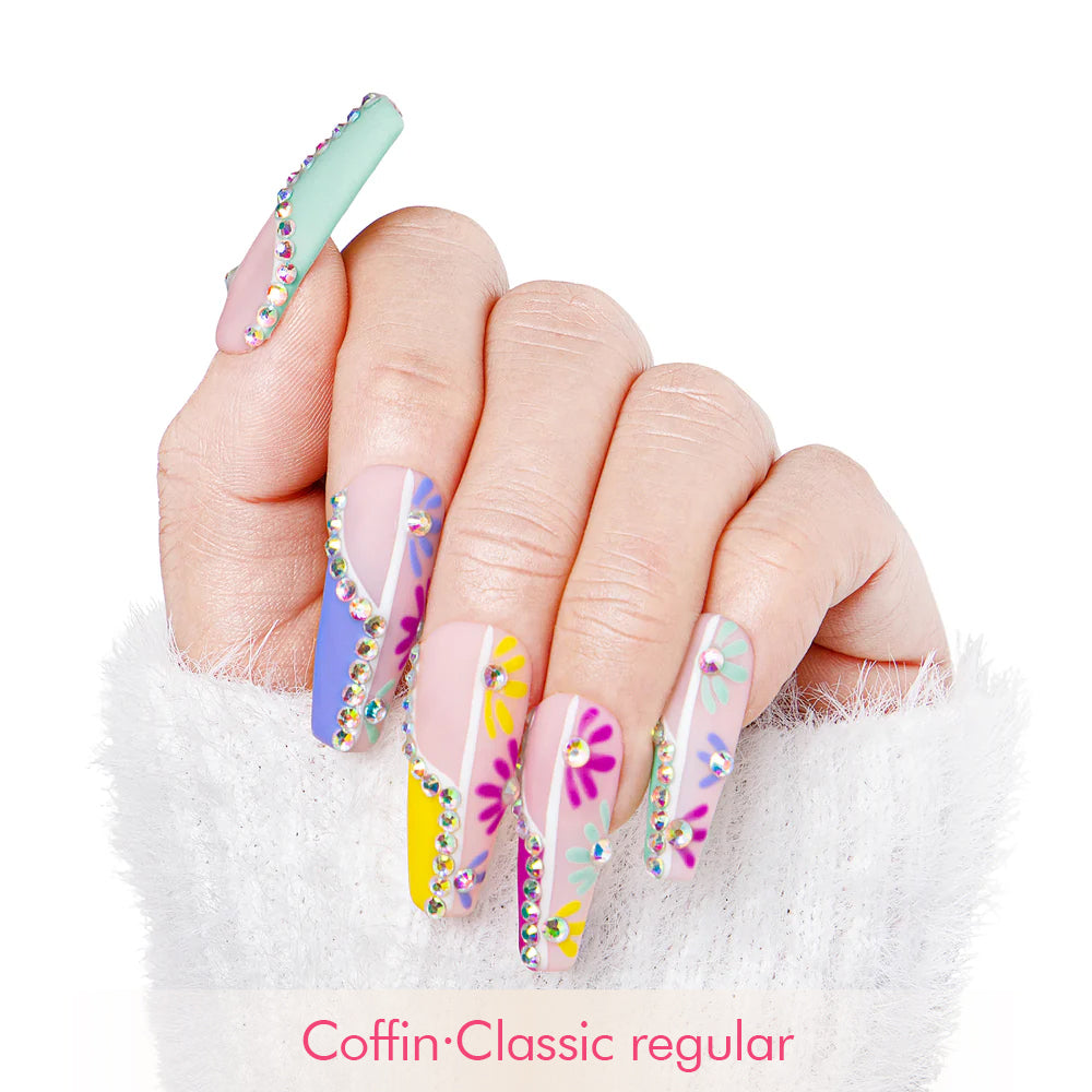 Wild Blooming French Tip Handmade Nails H156