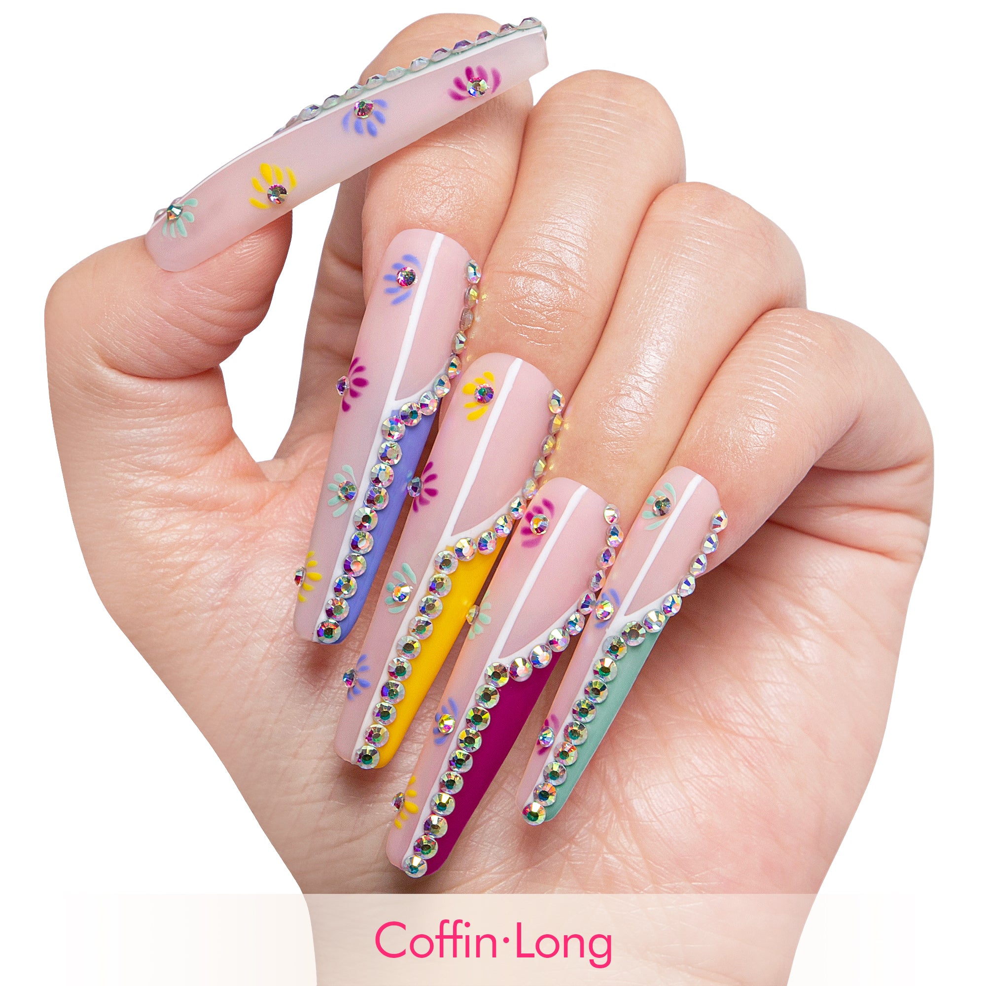 Wild Blooming French Tip Handmade Nails H156