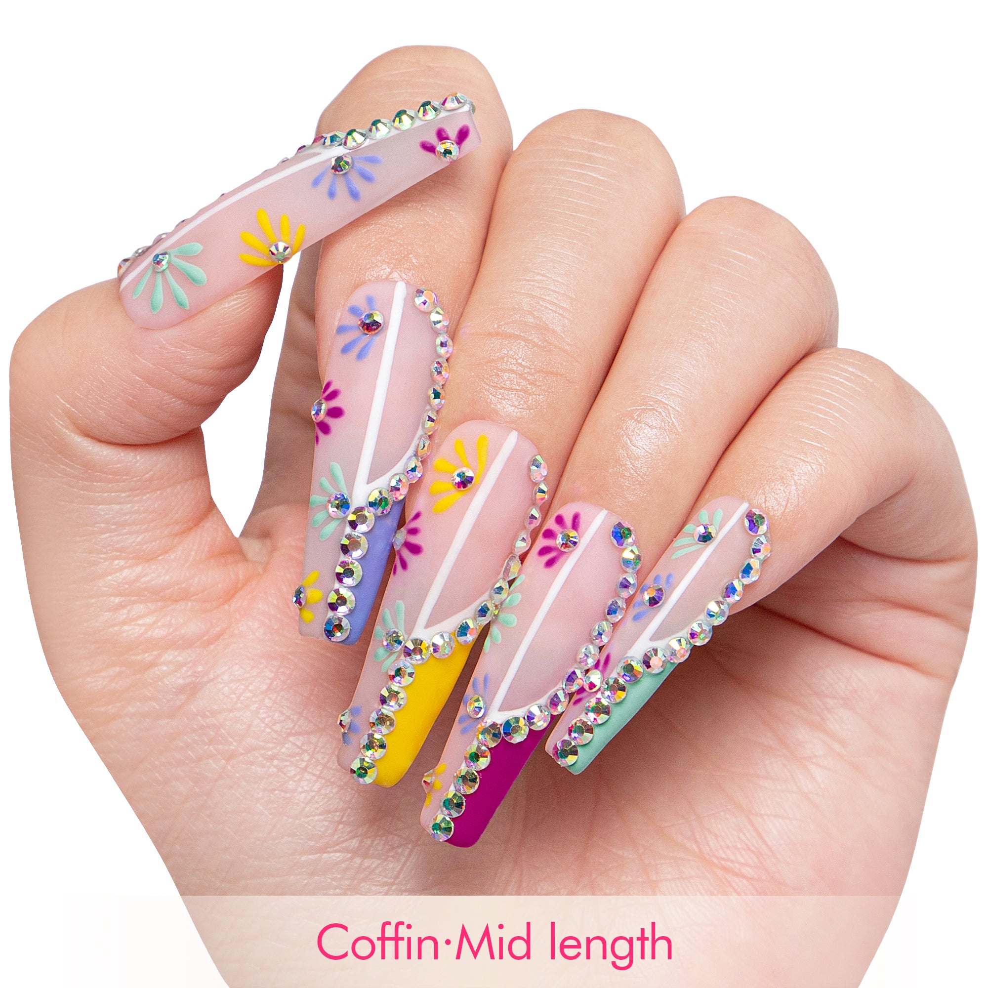 Wild Blooming French Tip Handmade Nails H156