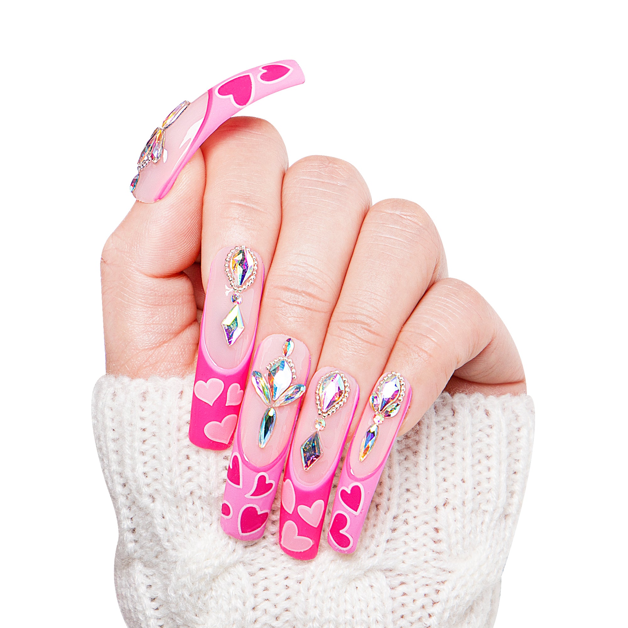 The Floating Romance French Tip Handmade Nails H160