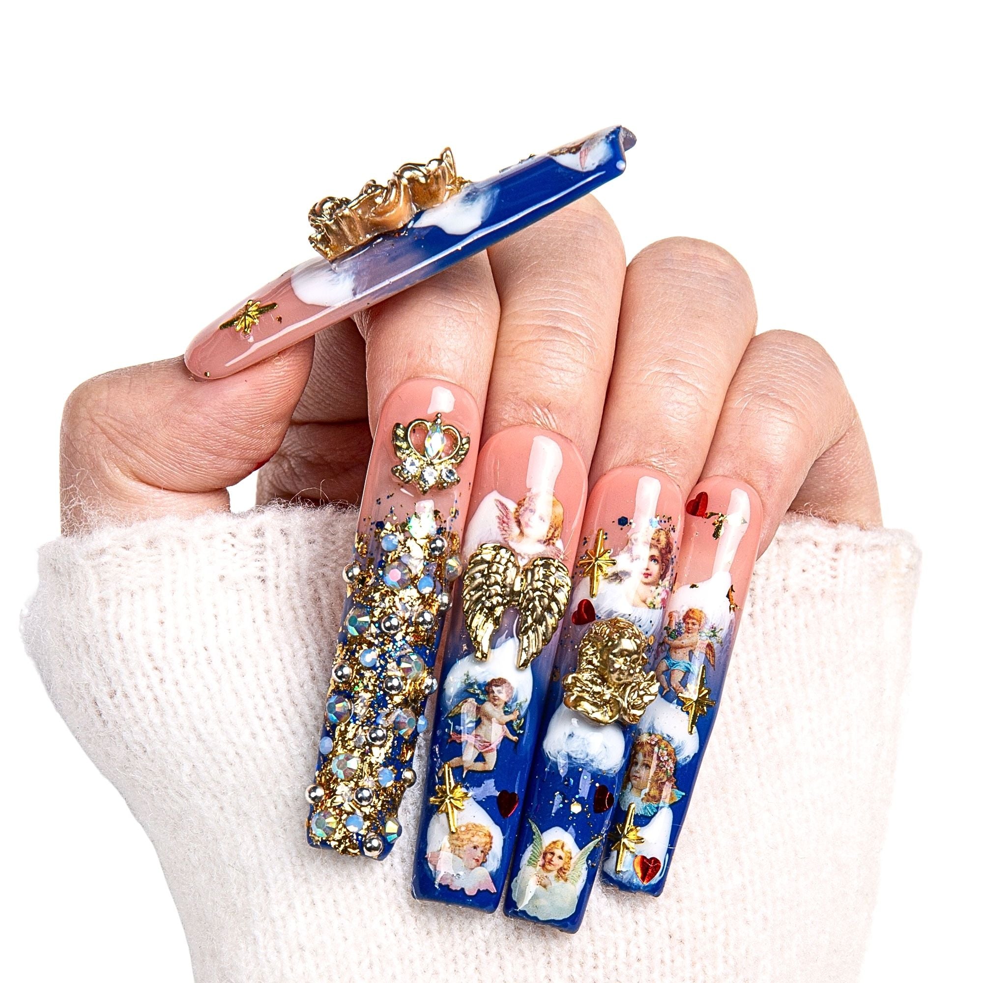 The Palace of Murals Blue Handmade Nails H174