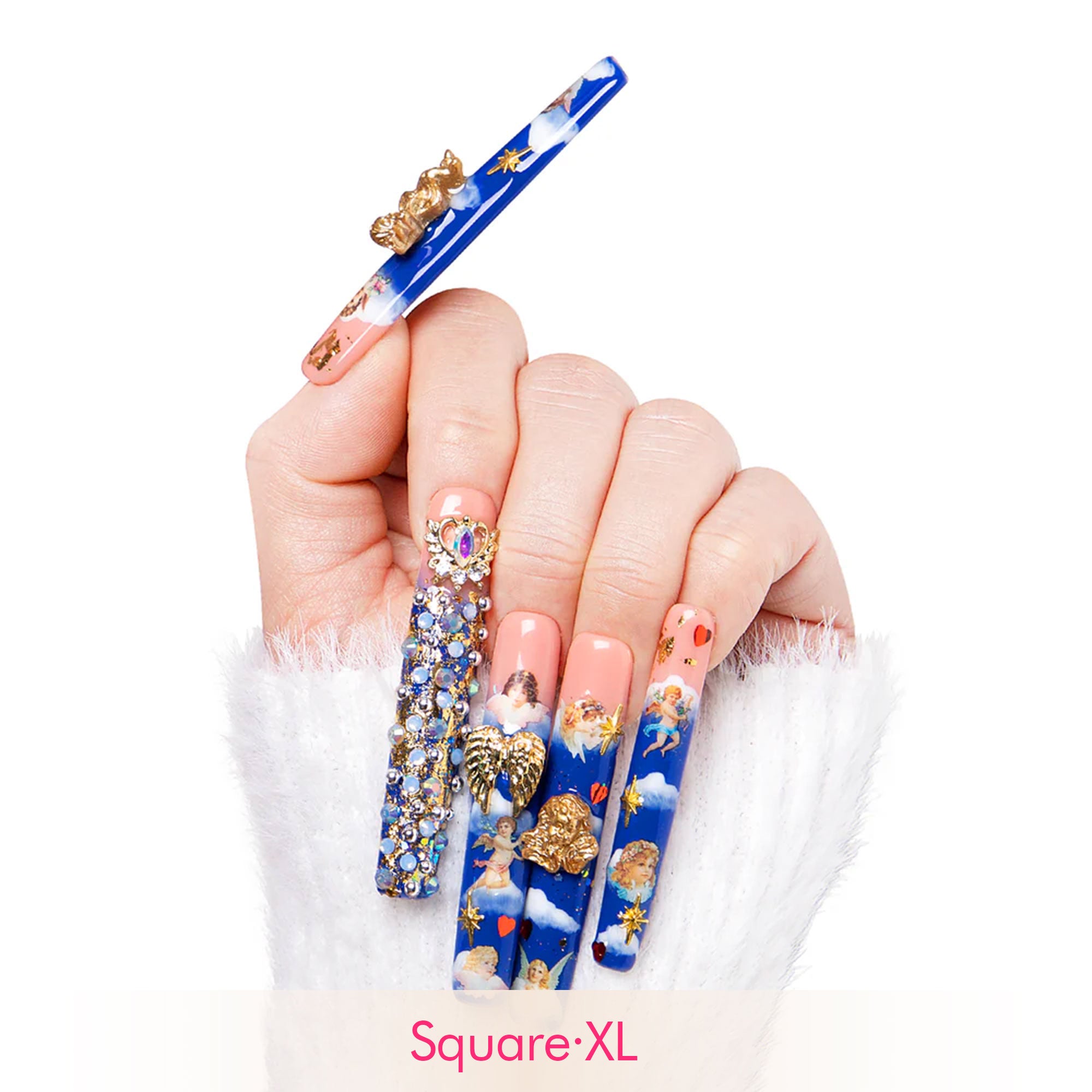The Palace of Murals Blue Handmade Nails H174