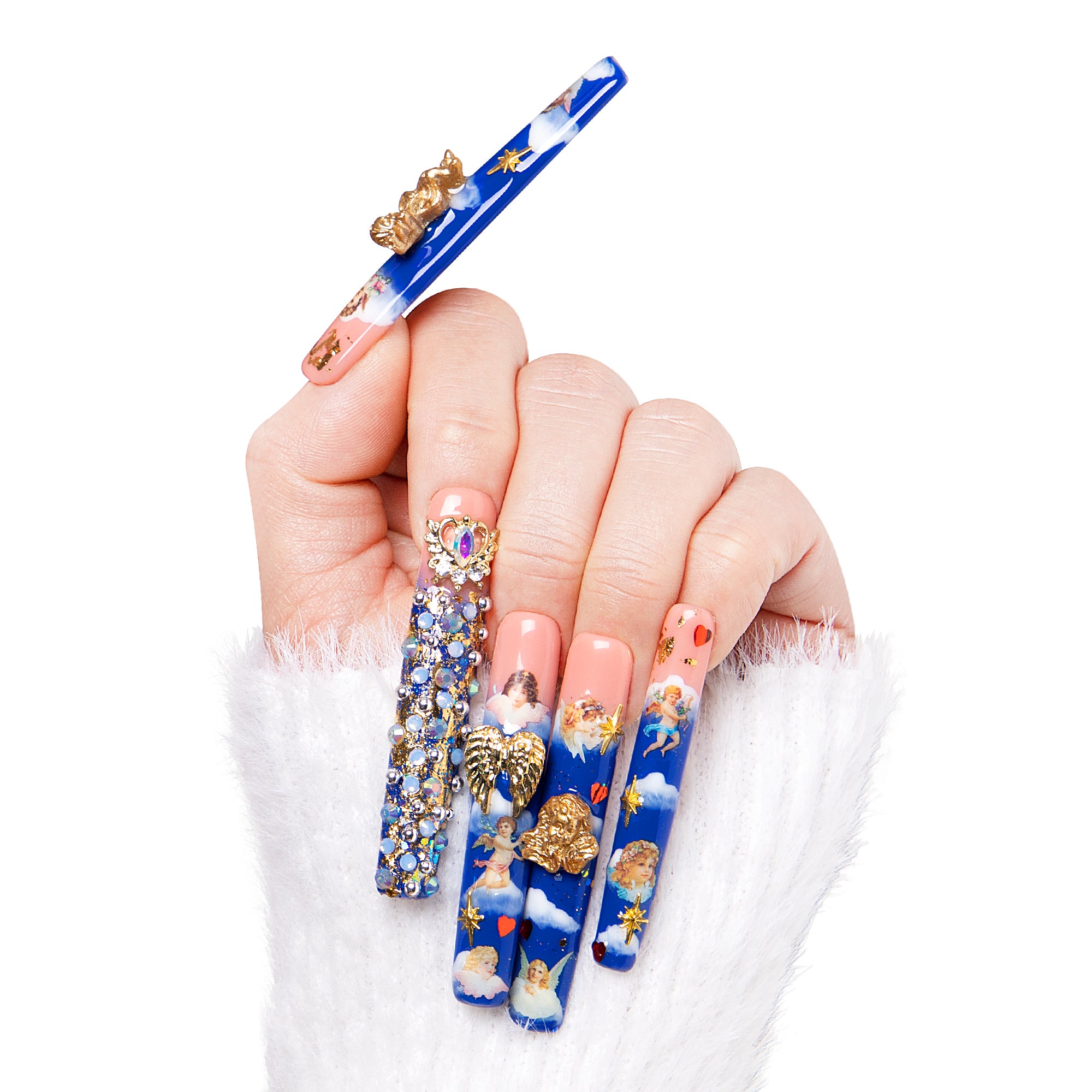 The Palace of Murals Blue Handmade Nails H174