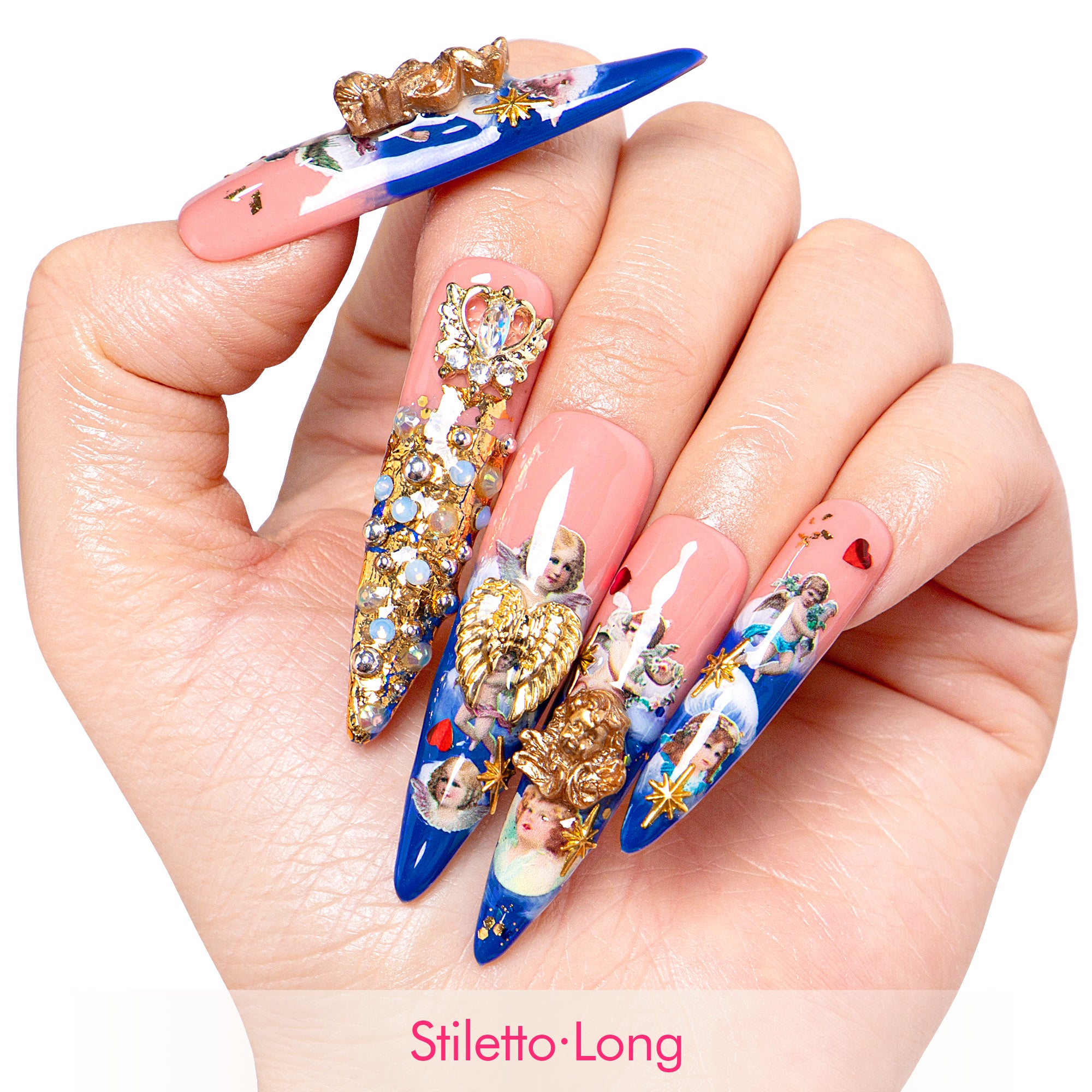 The Palace of Murals Blue Handmade Nails H174