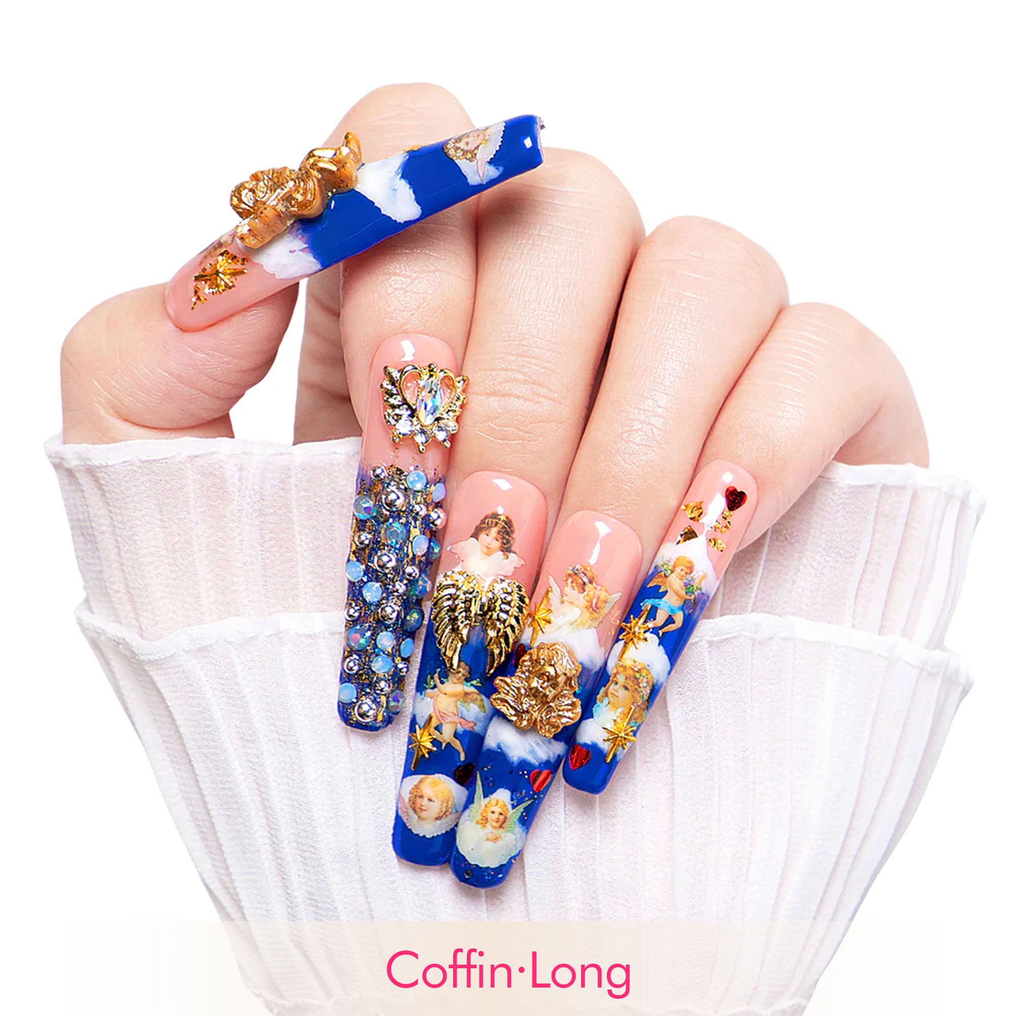 The Palace of Murals Blue Handmade Nails H174