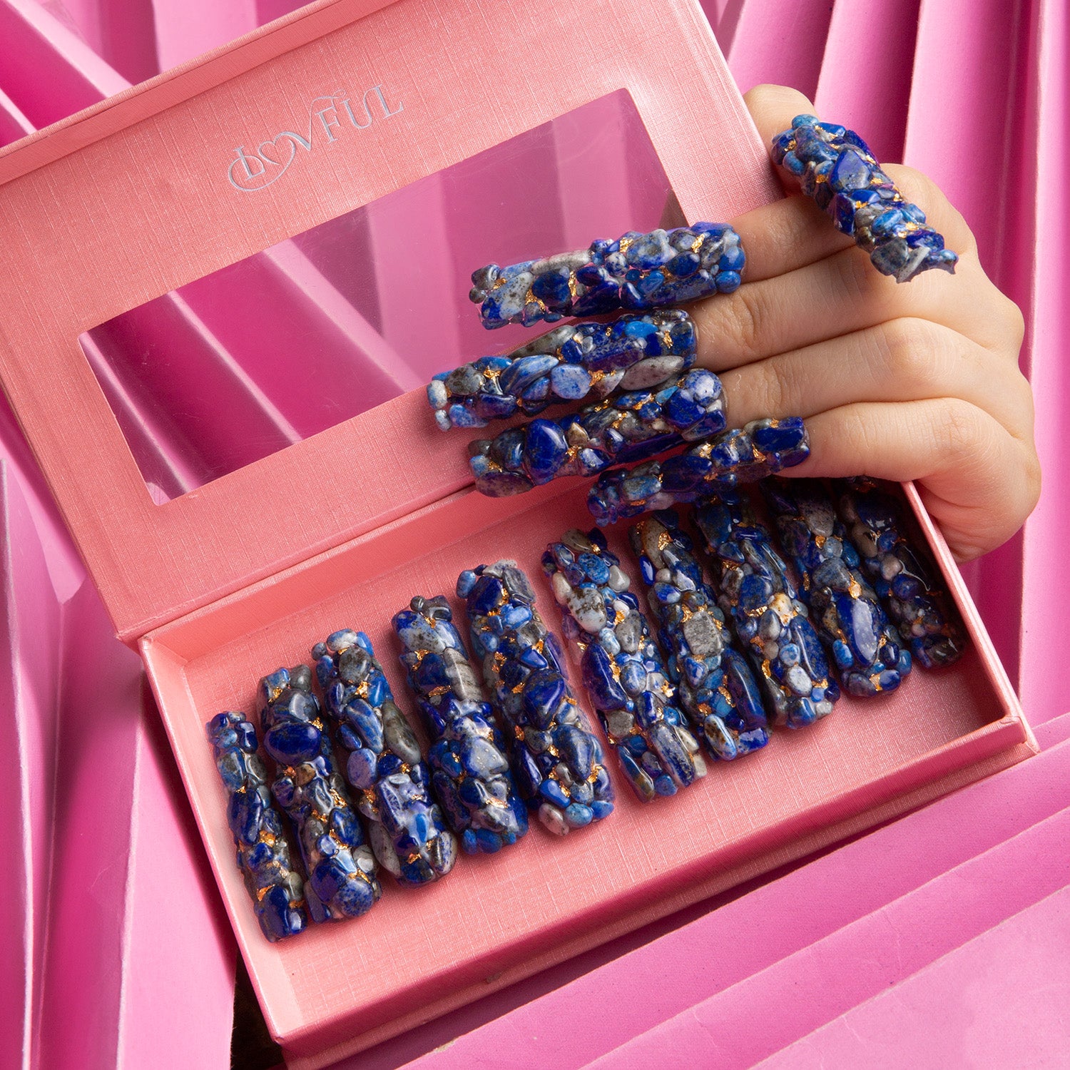 Blue Lapis Lazuli Press on Nails