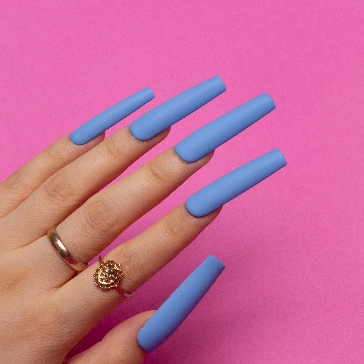 Blue Matte Pure Color Square Nails H18