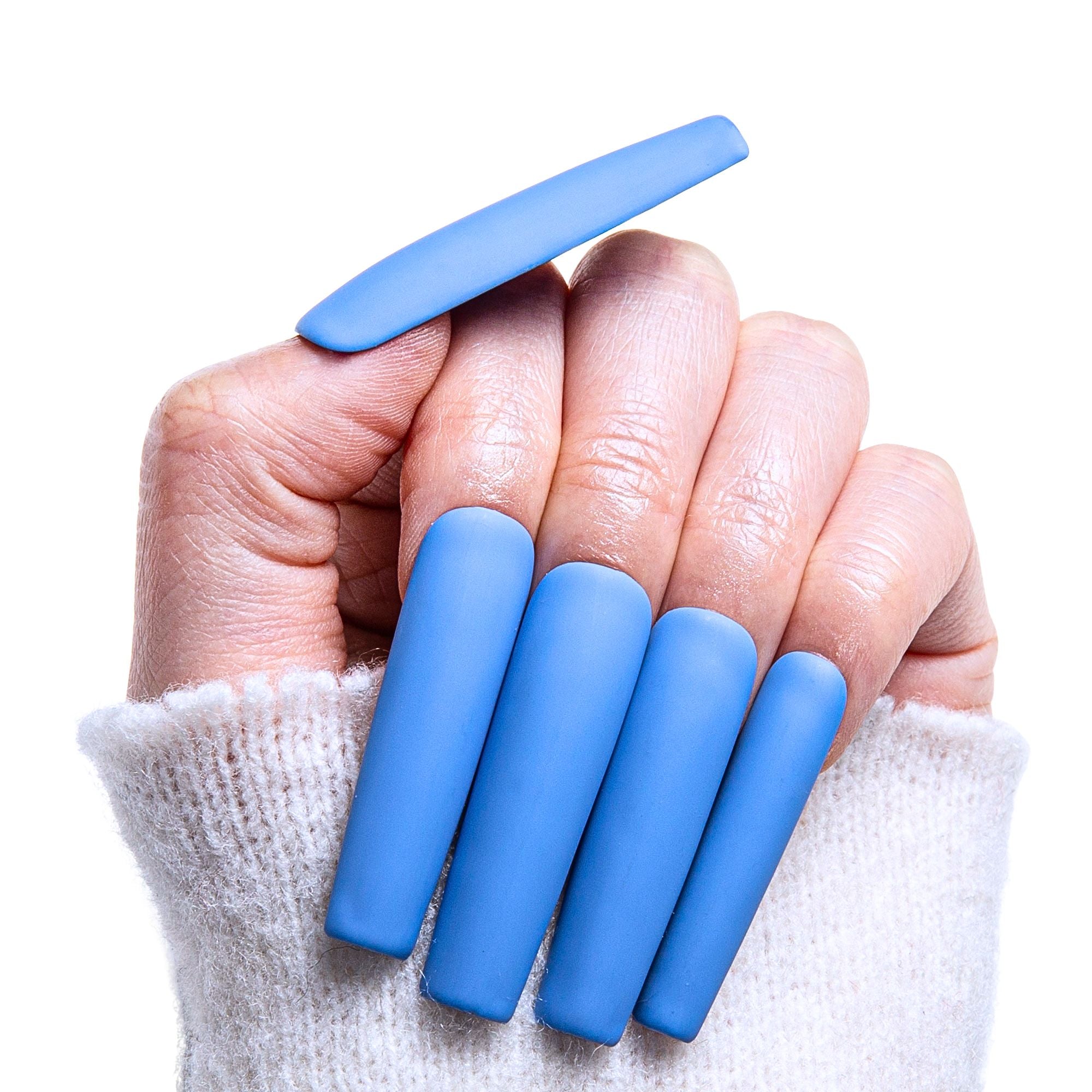 Blue Matte Pure Color Handmade Nails H18