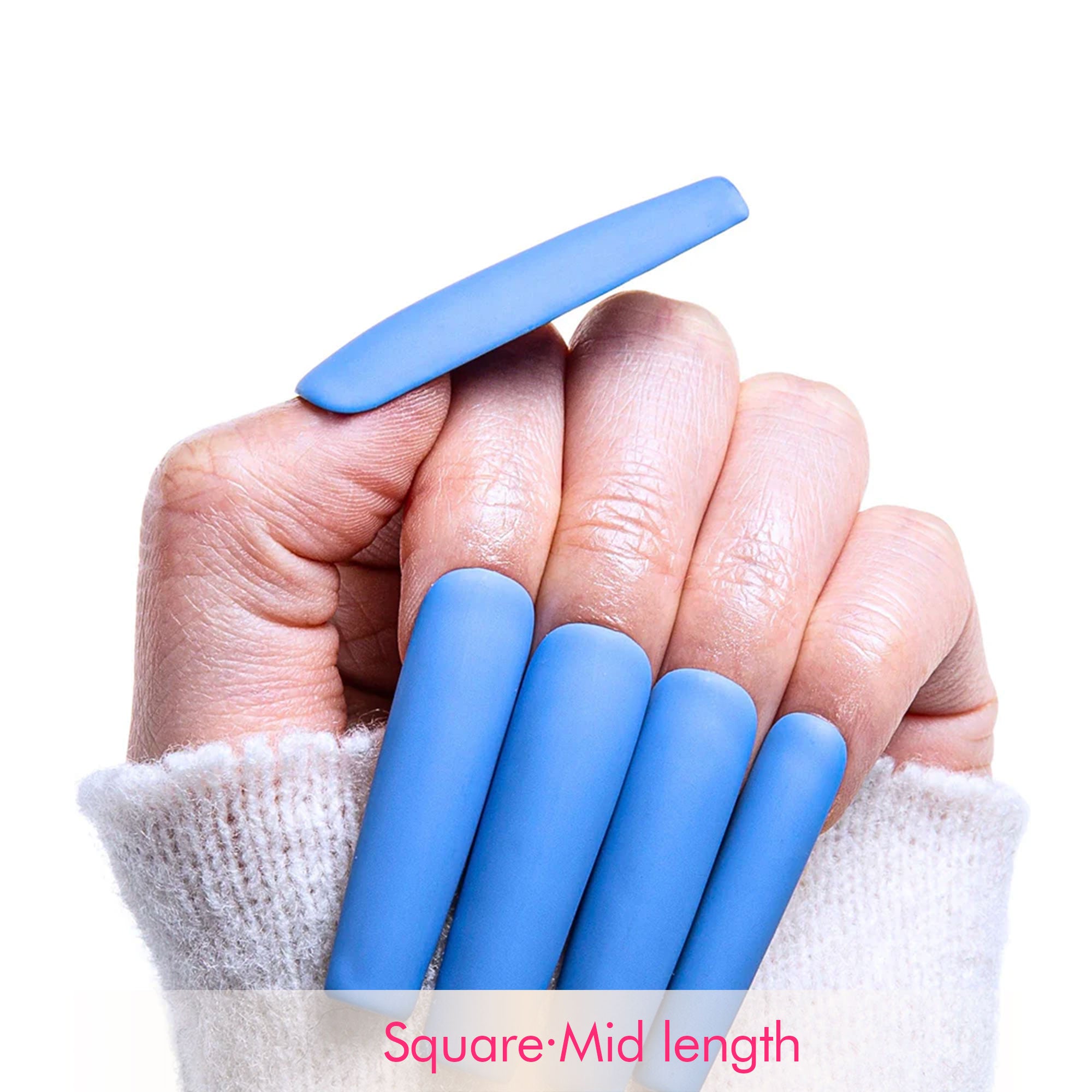 Blue Matte Pure Color Handmade Nails H18