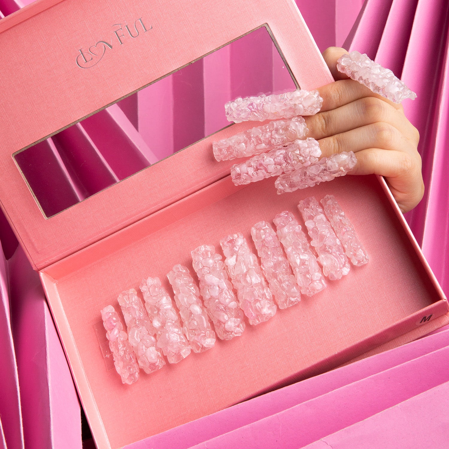 Rose quartz Crystal Press-on Nails