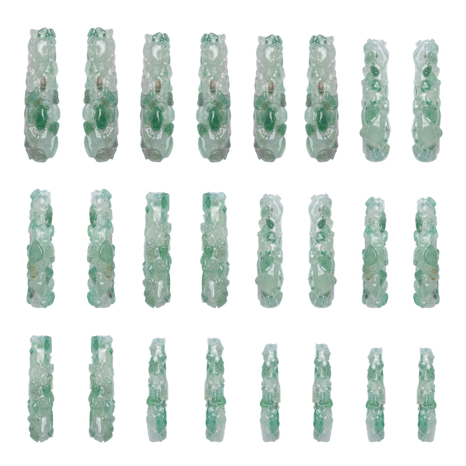 Green Aventurine Crystal Handmade nails 24Pcs H183
