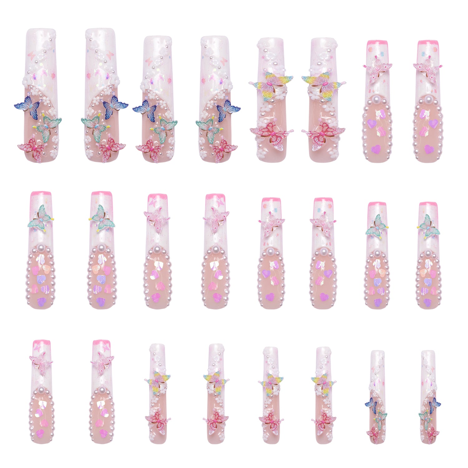 Tipsy Butterfly Handmade Nails 24pcs H184