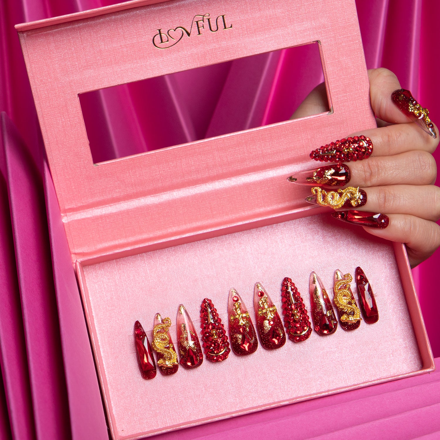 Dragon Flame Handmade Stiletto Nails H190