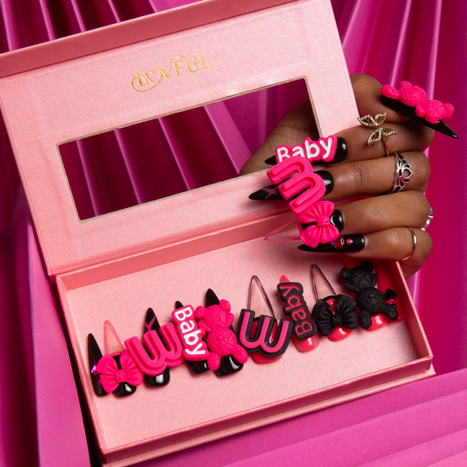 Pinktastic Handmade Stiletto Nails H198