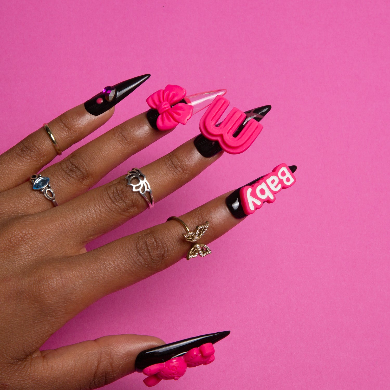 Pinktastic Handmade Stiletto Nails H198