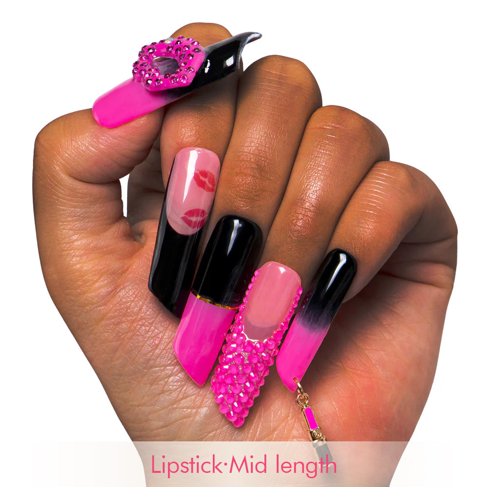Secret Agent Handmade Lipstick Nails H204