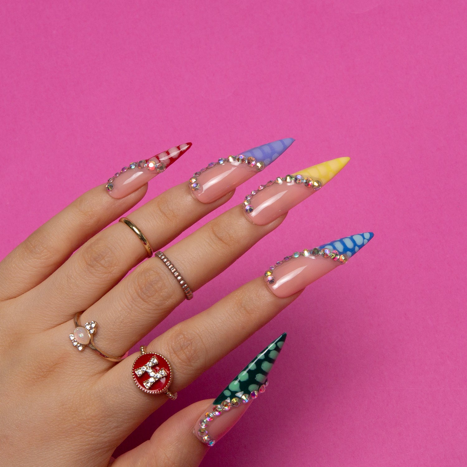 Summe Fest Handmade Stiletto Nails H208