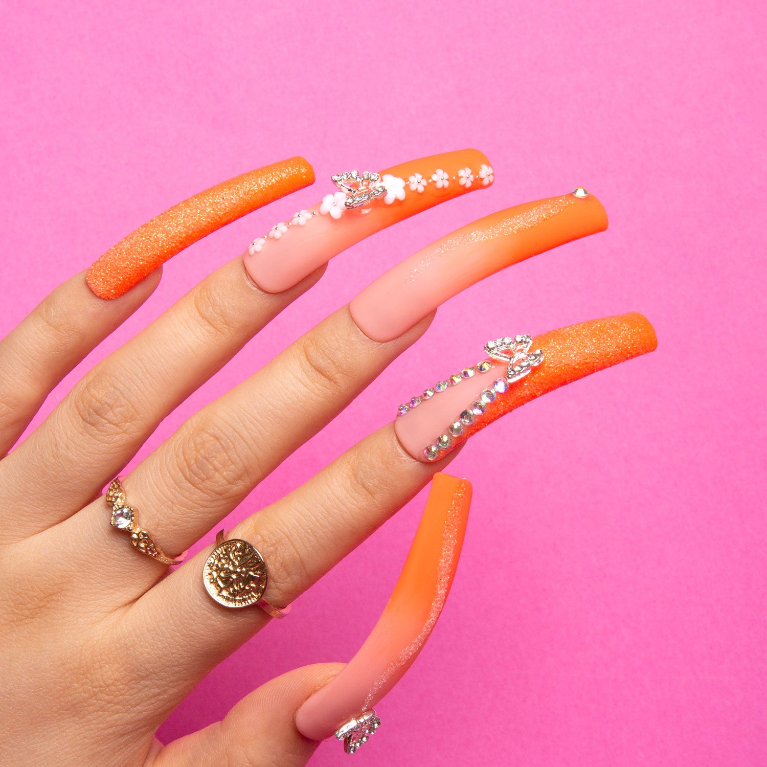 Citrus Bloom Handmade Curve Nails H209