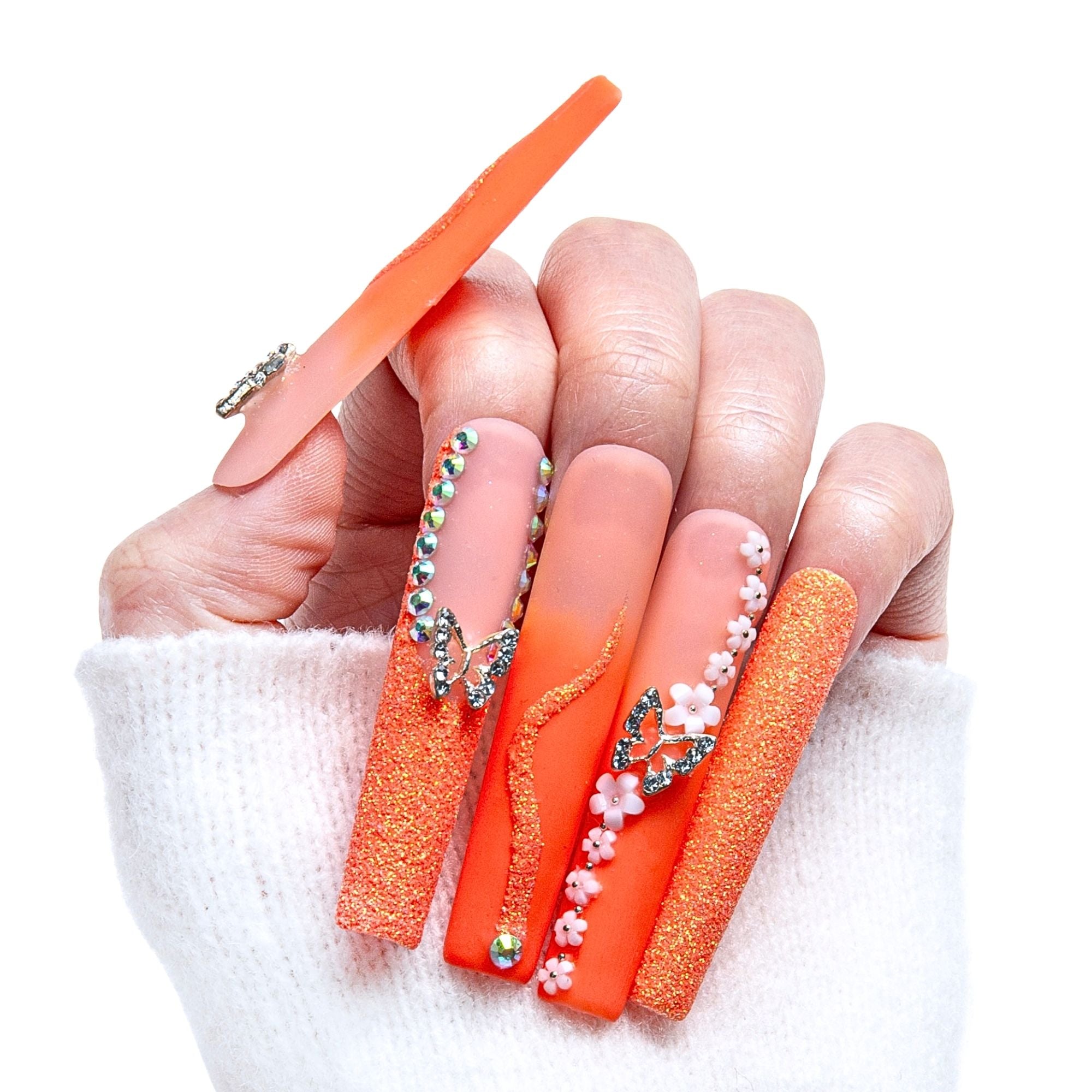 Citrus Bloom Handmade Nails H209