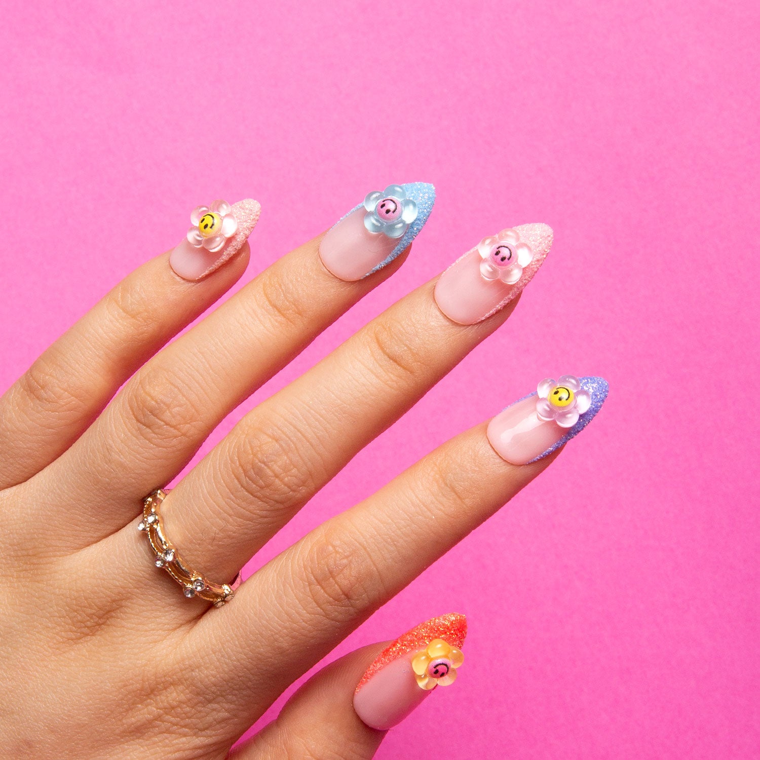 Candy Crush Handmade Almond Nails H213