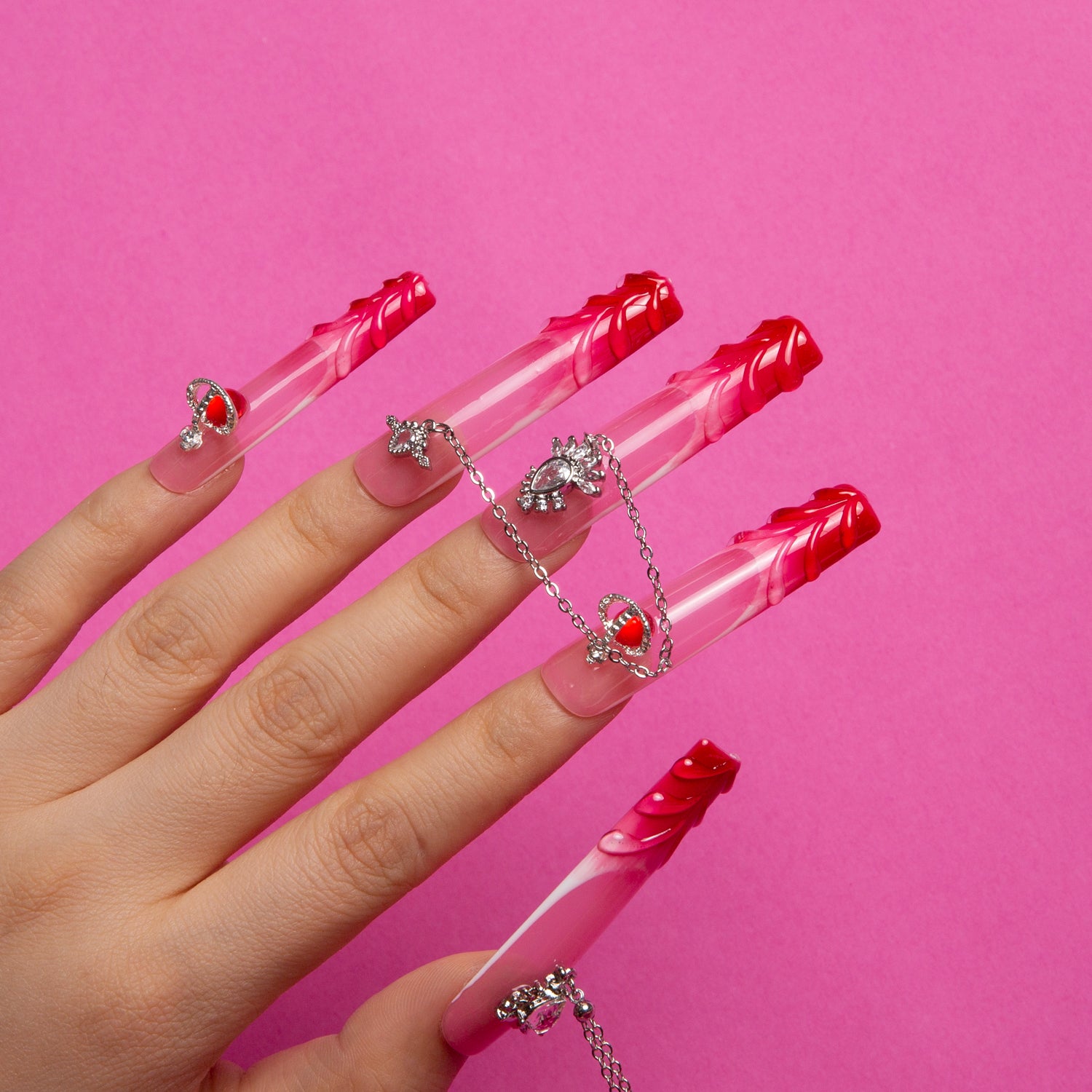 Pink Royal Handmade Square Nails H215