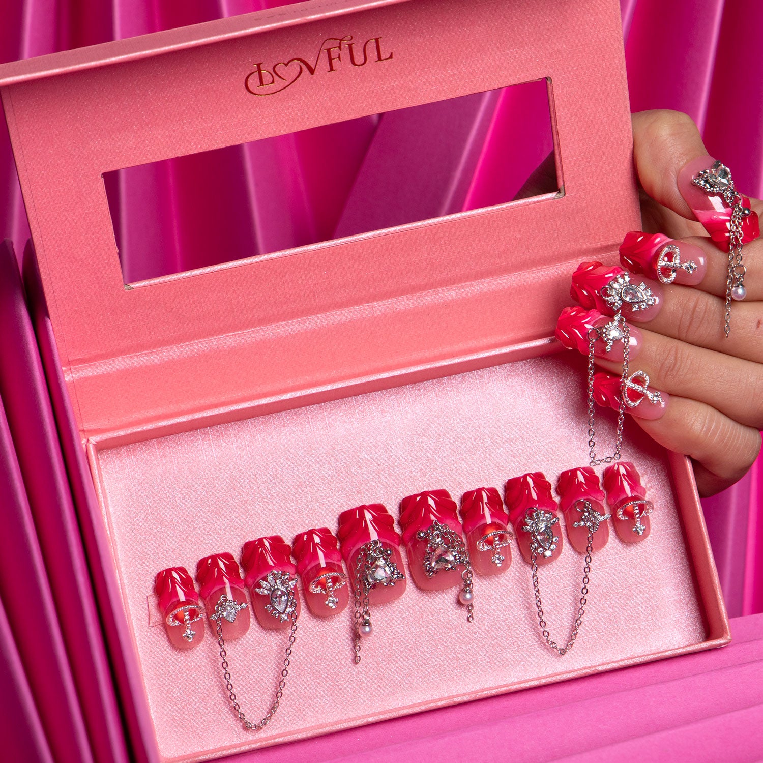 Pink Royal Handmade Square Nails H215