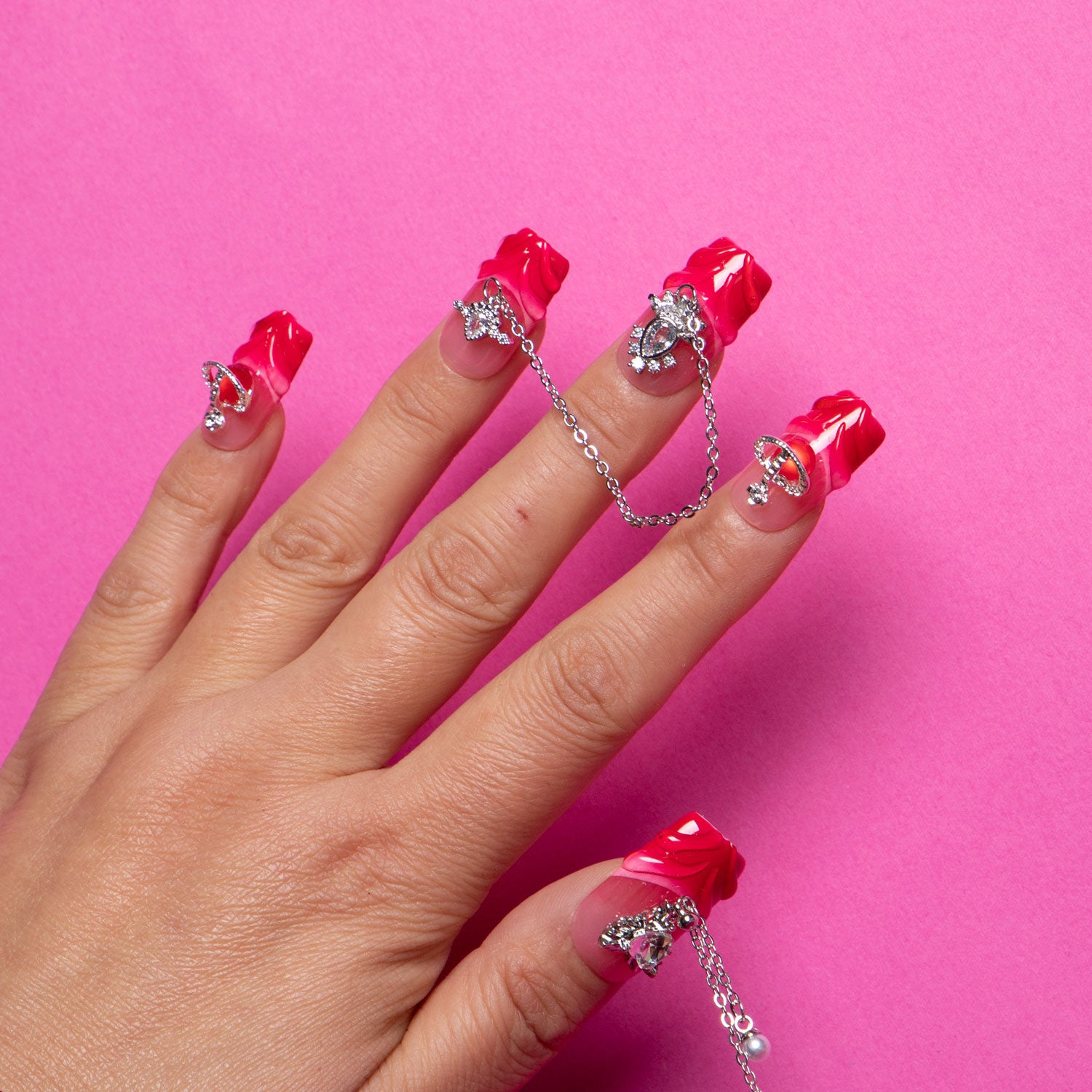 Pink Royal Handmade Square Nails H215